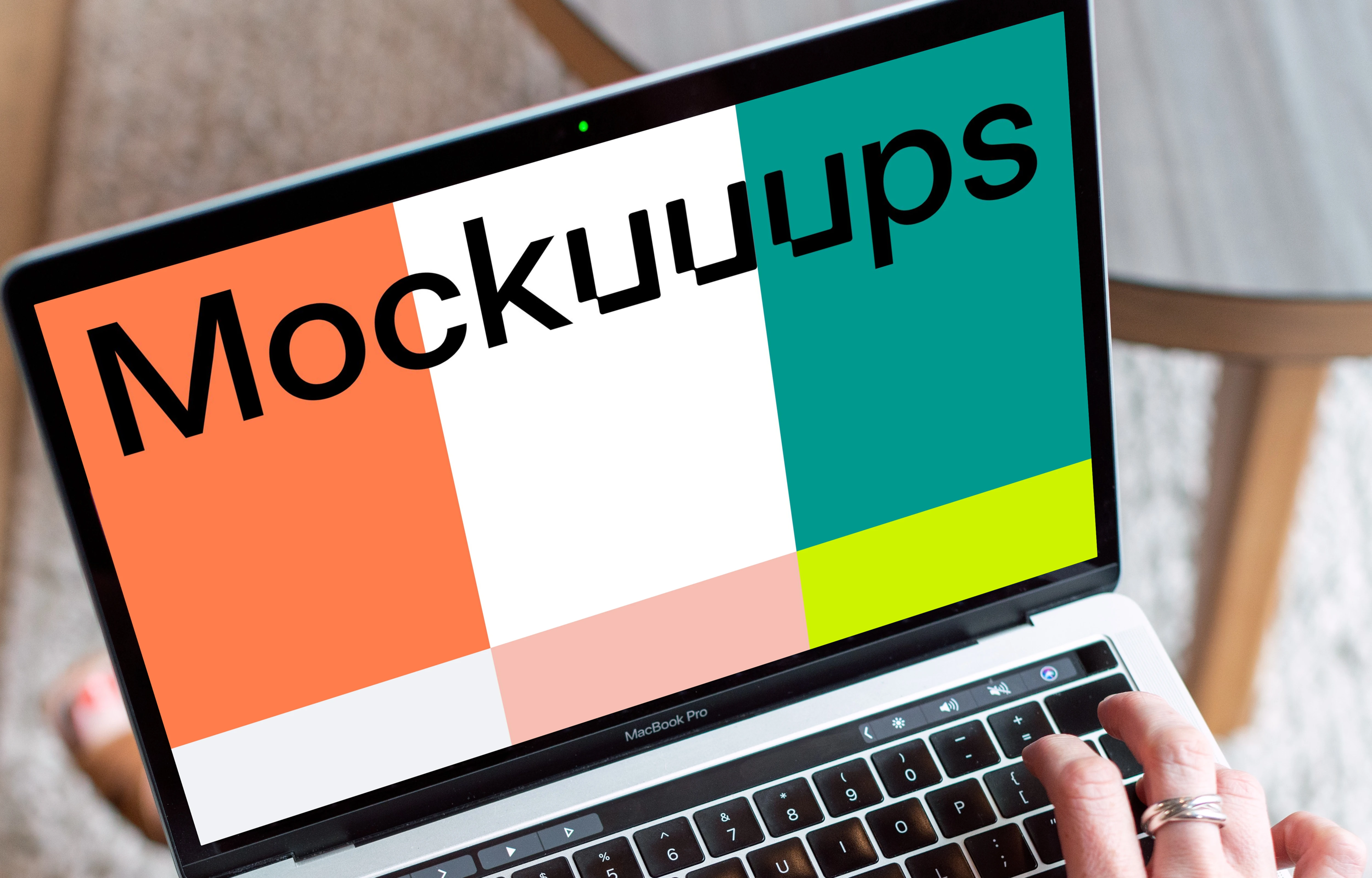 MacBook Pro mockup on a woman's legs