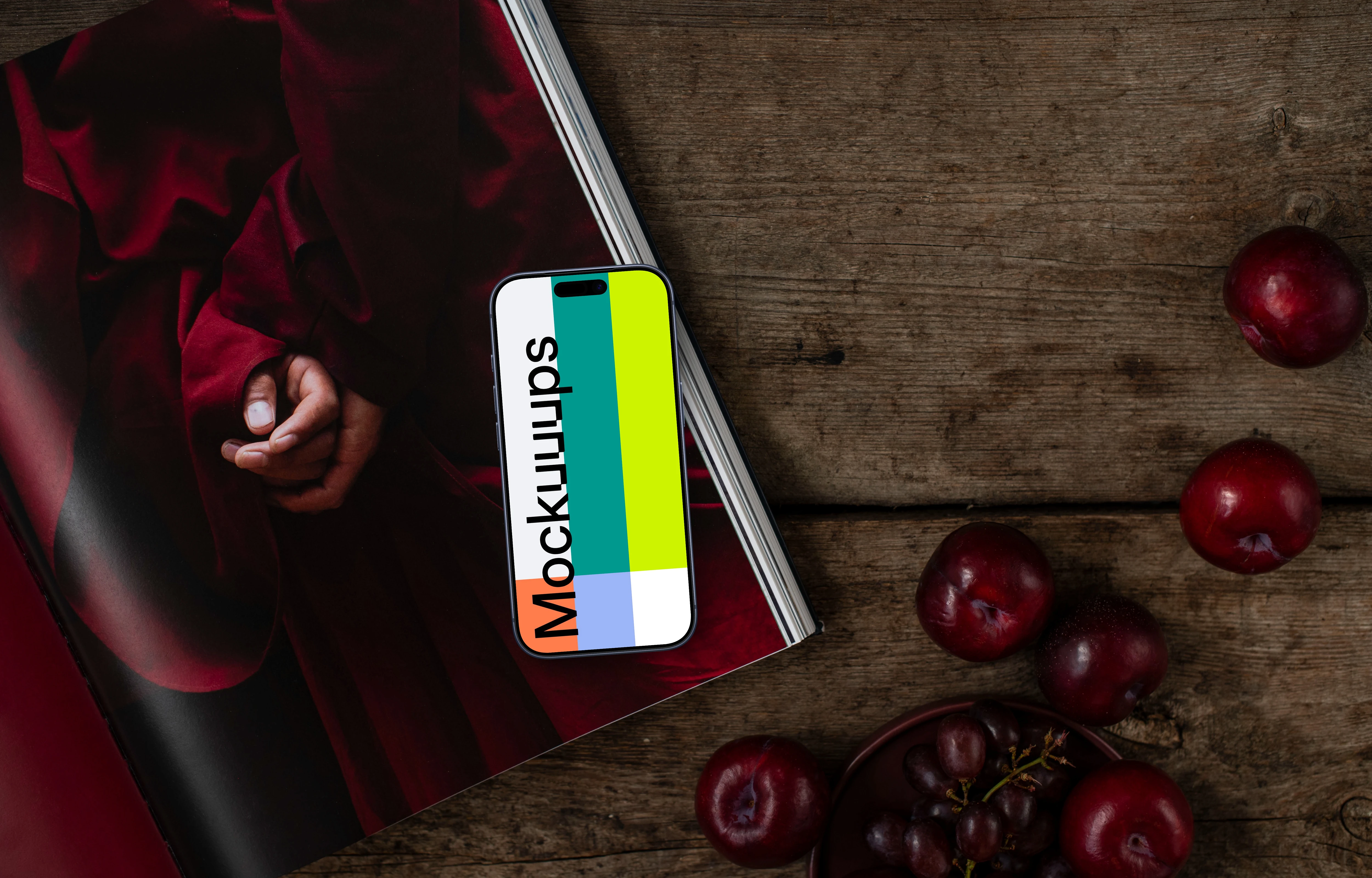 Magazine and phone mockup