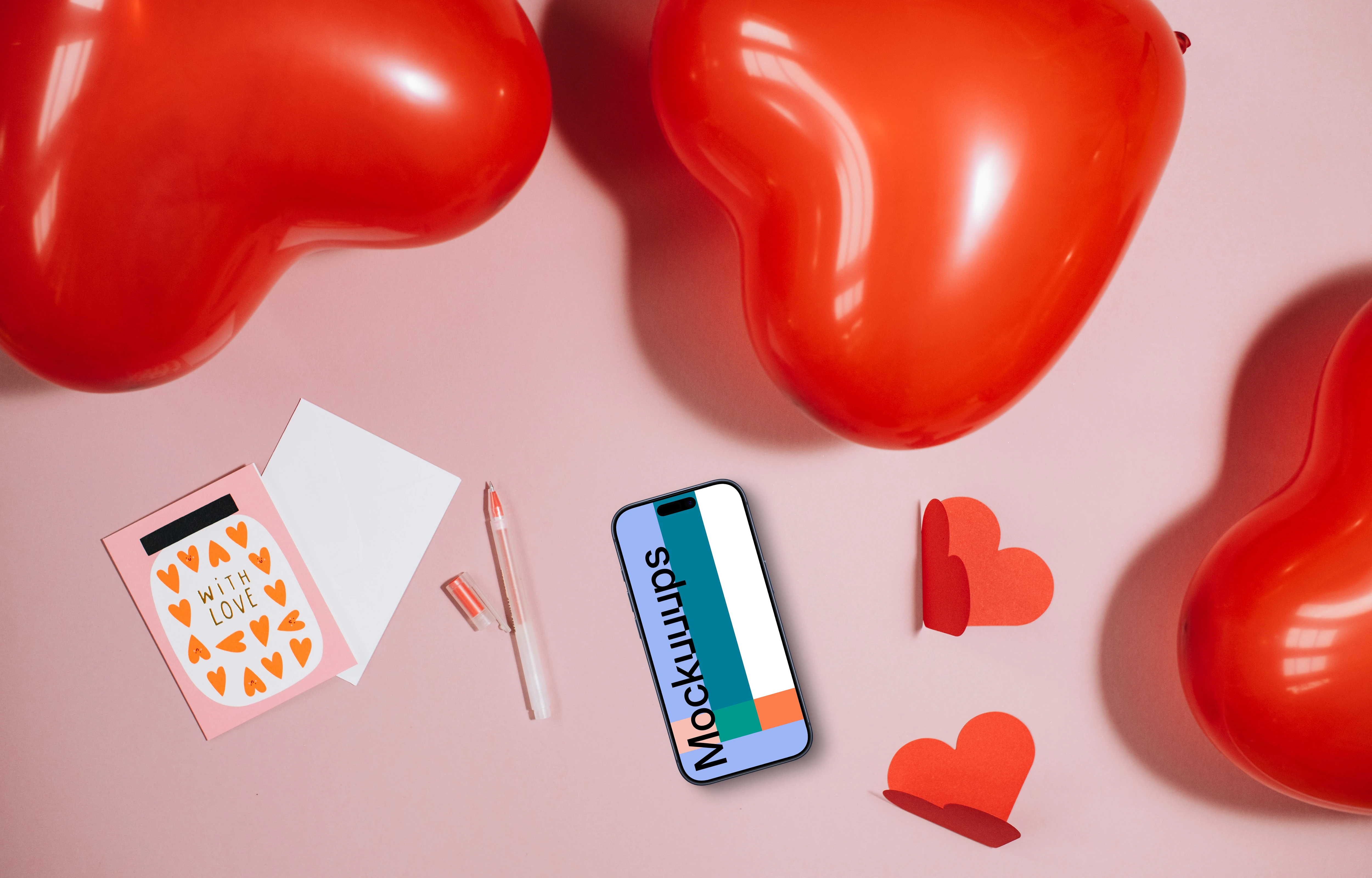 Mockup of smartphone for Valentine’s Day
