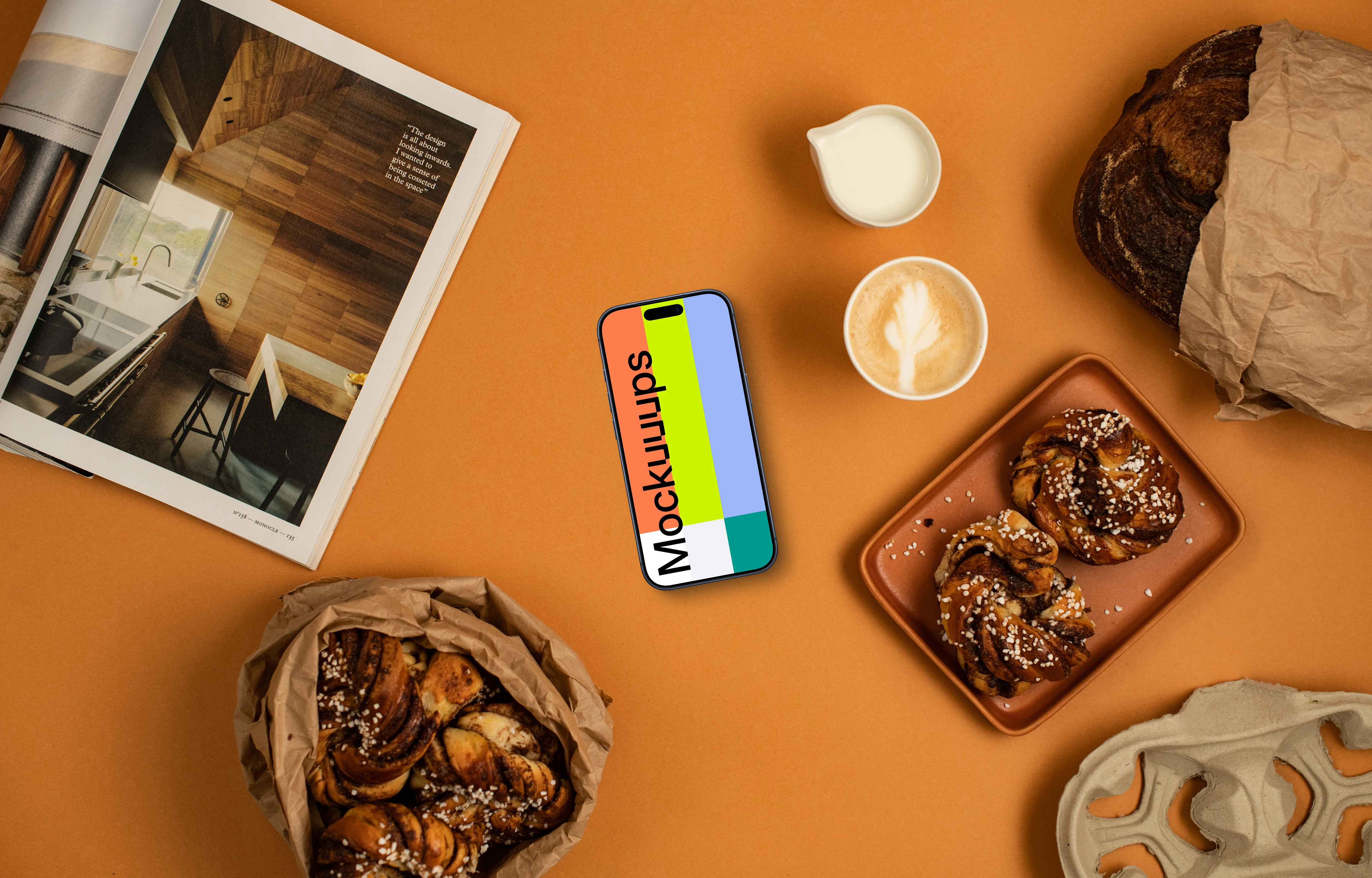 Pastries with an Smartphone mockup
