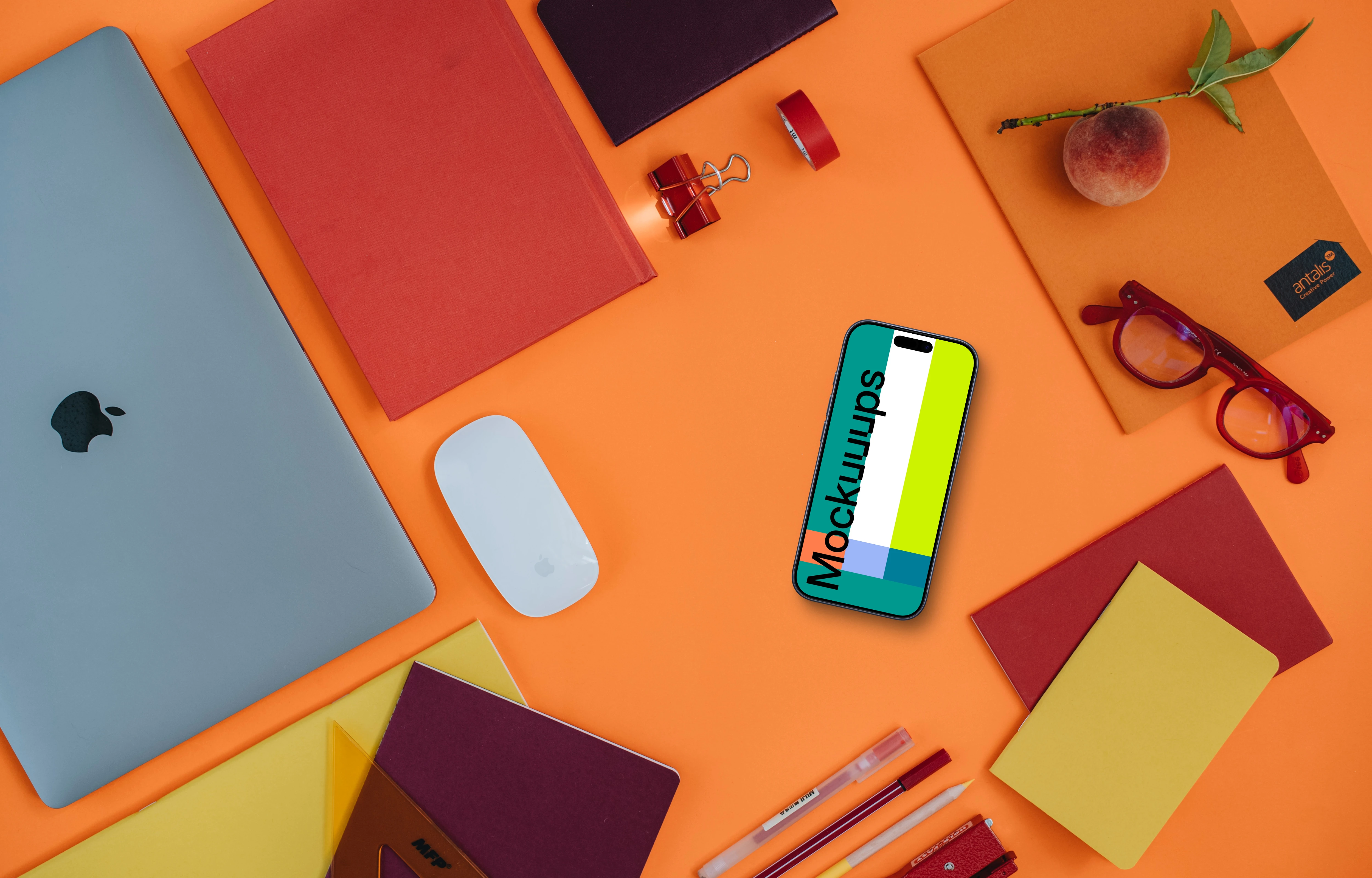 Phone mockup on the orange background