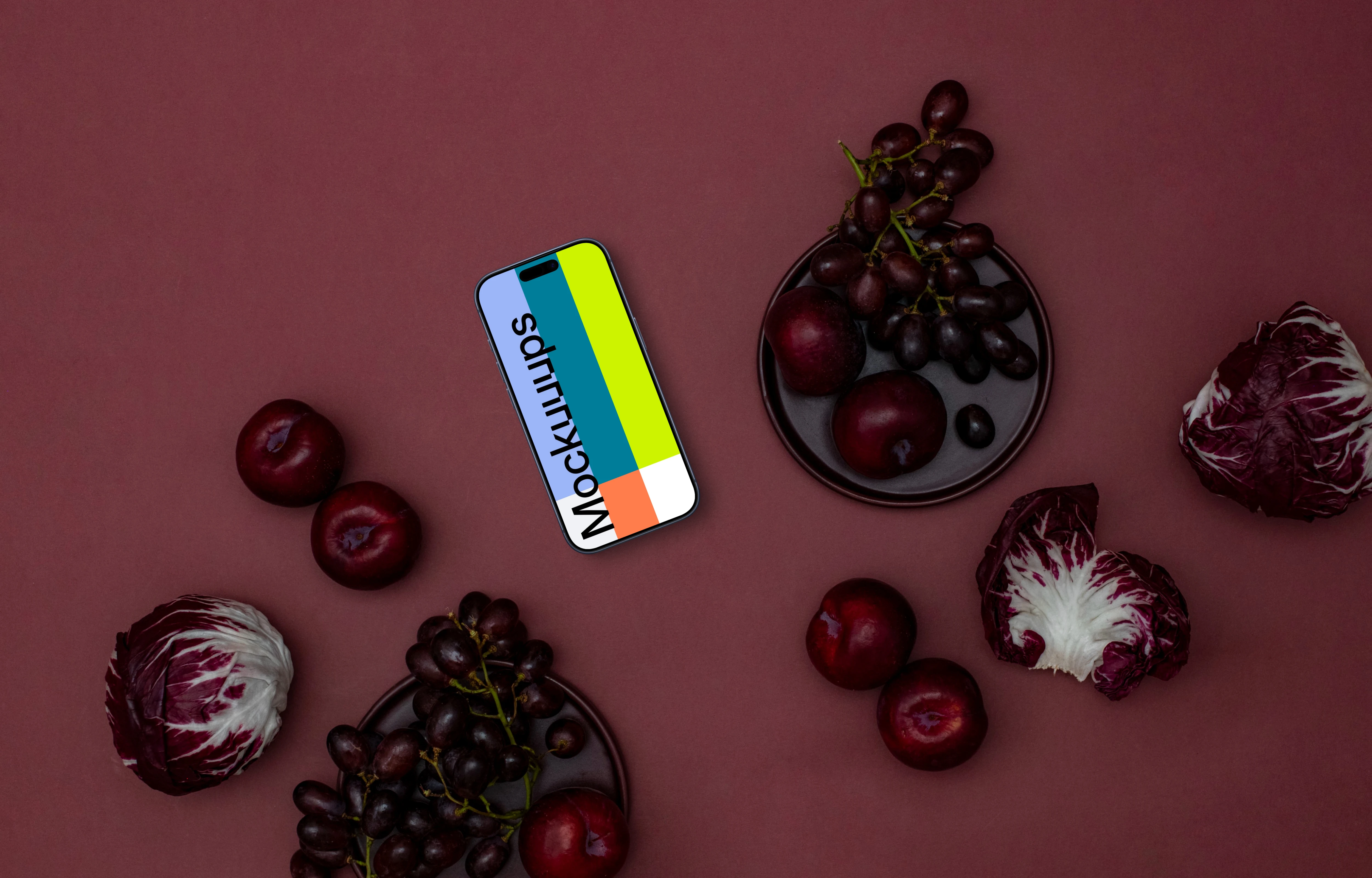 Phone mockup on Viva Magenta background