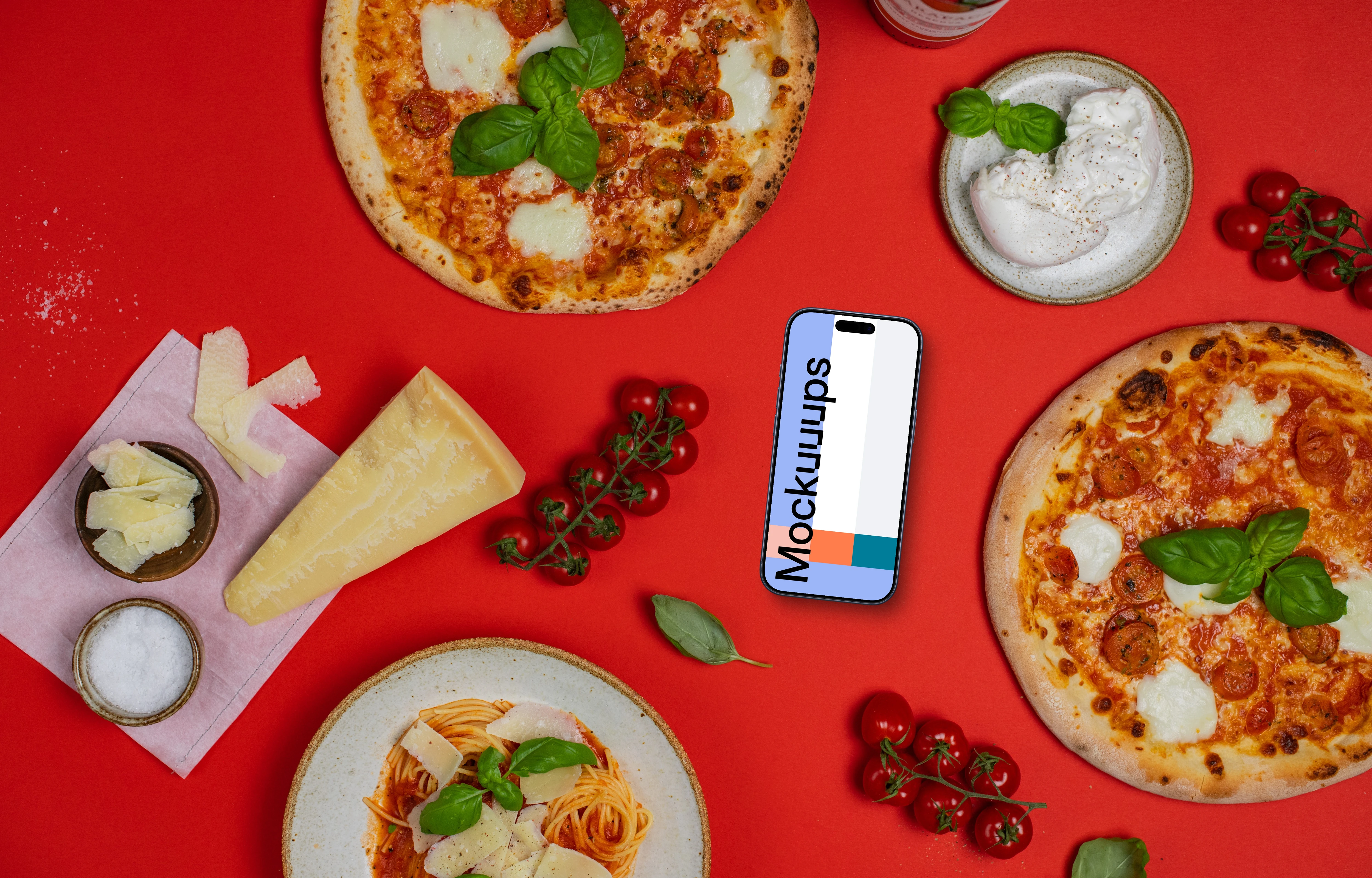 Phone mockup with a touch of Italian cuisine