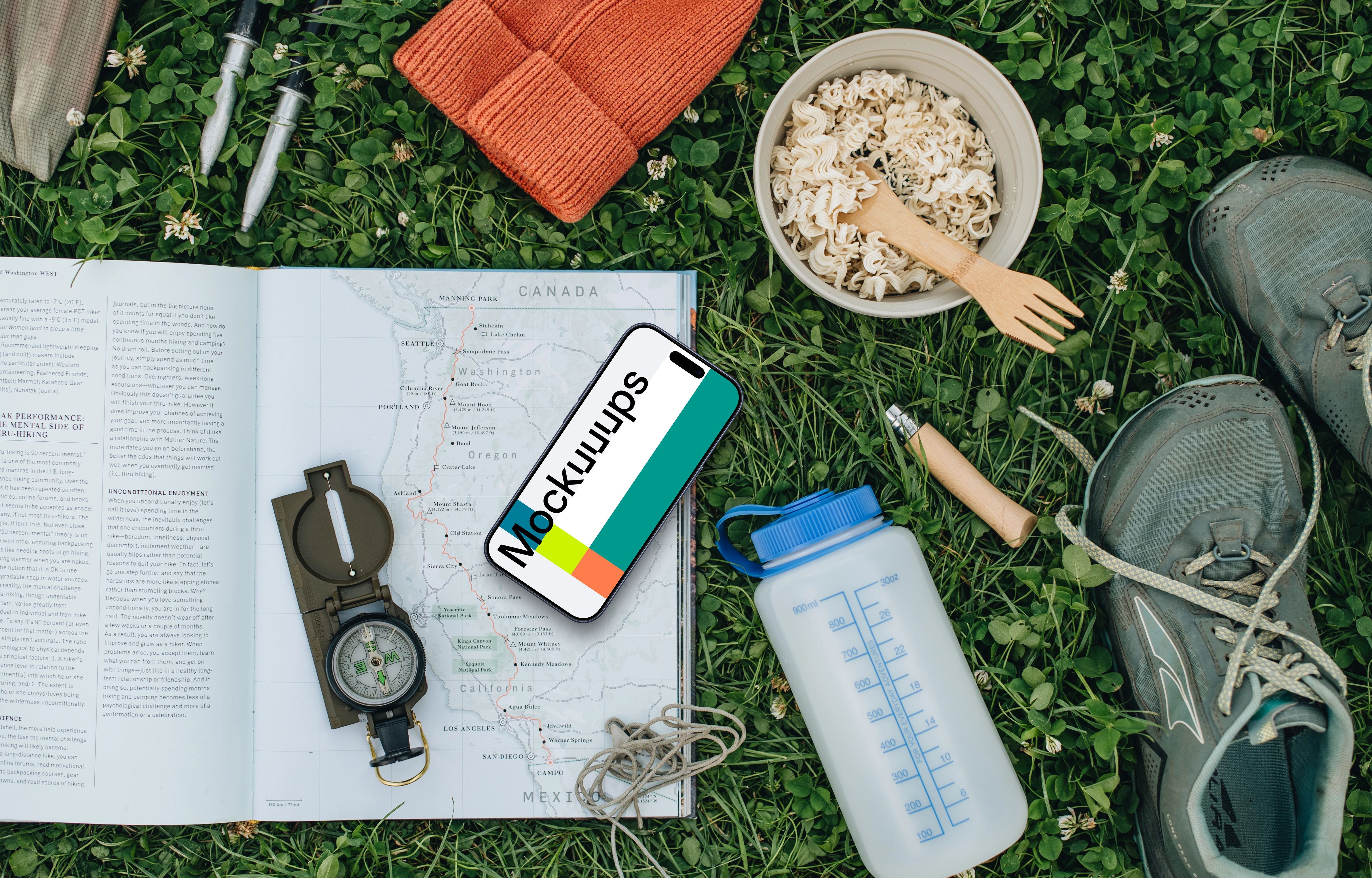 Planning a hike with a smartphone mockup