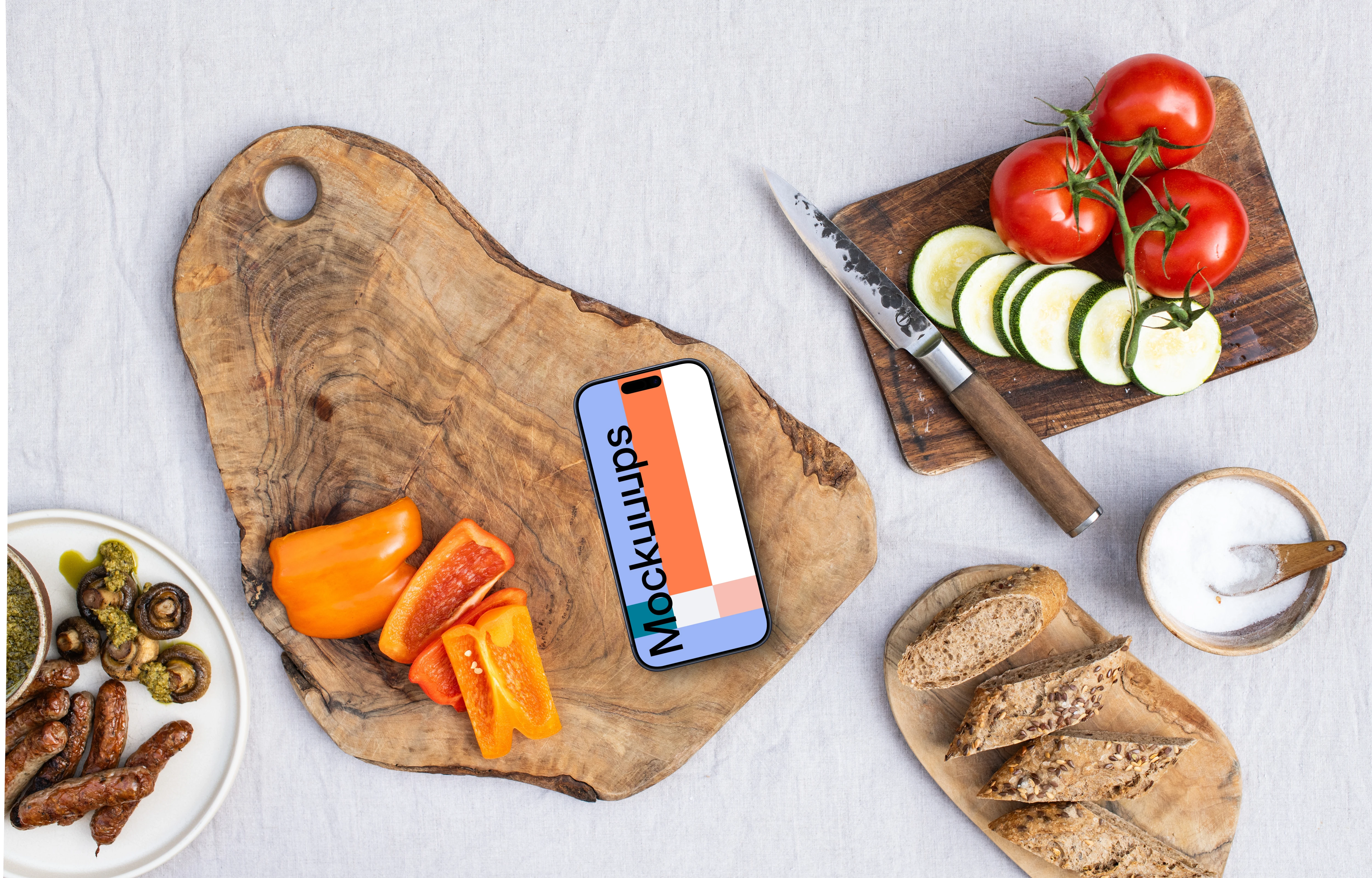Barbecue session with a iPhone mockup