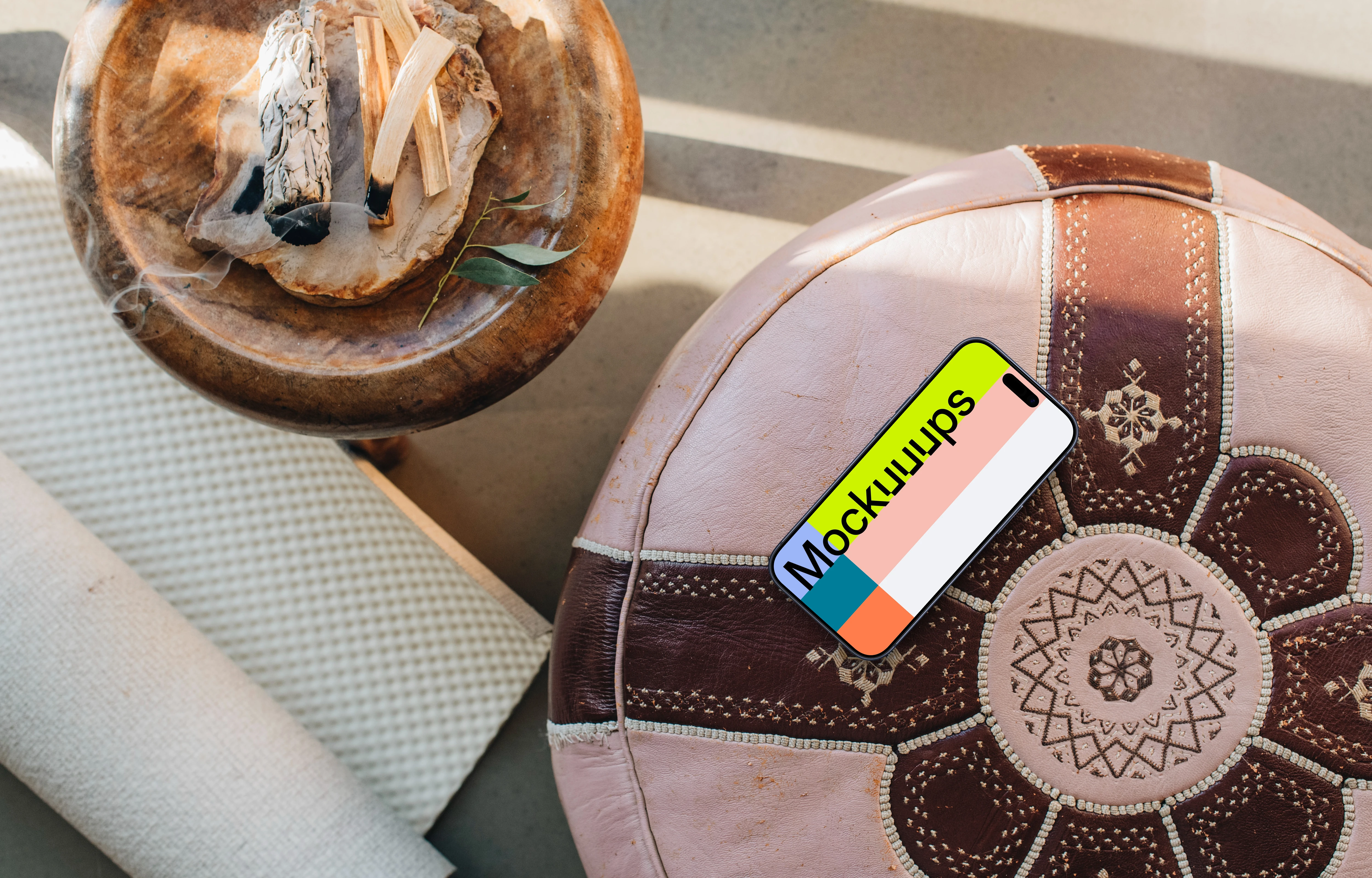 Relaxation spot including an iPhone mockup