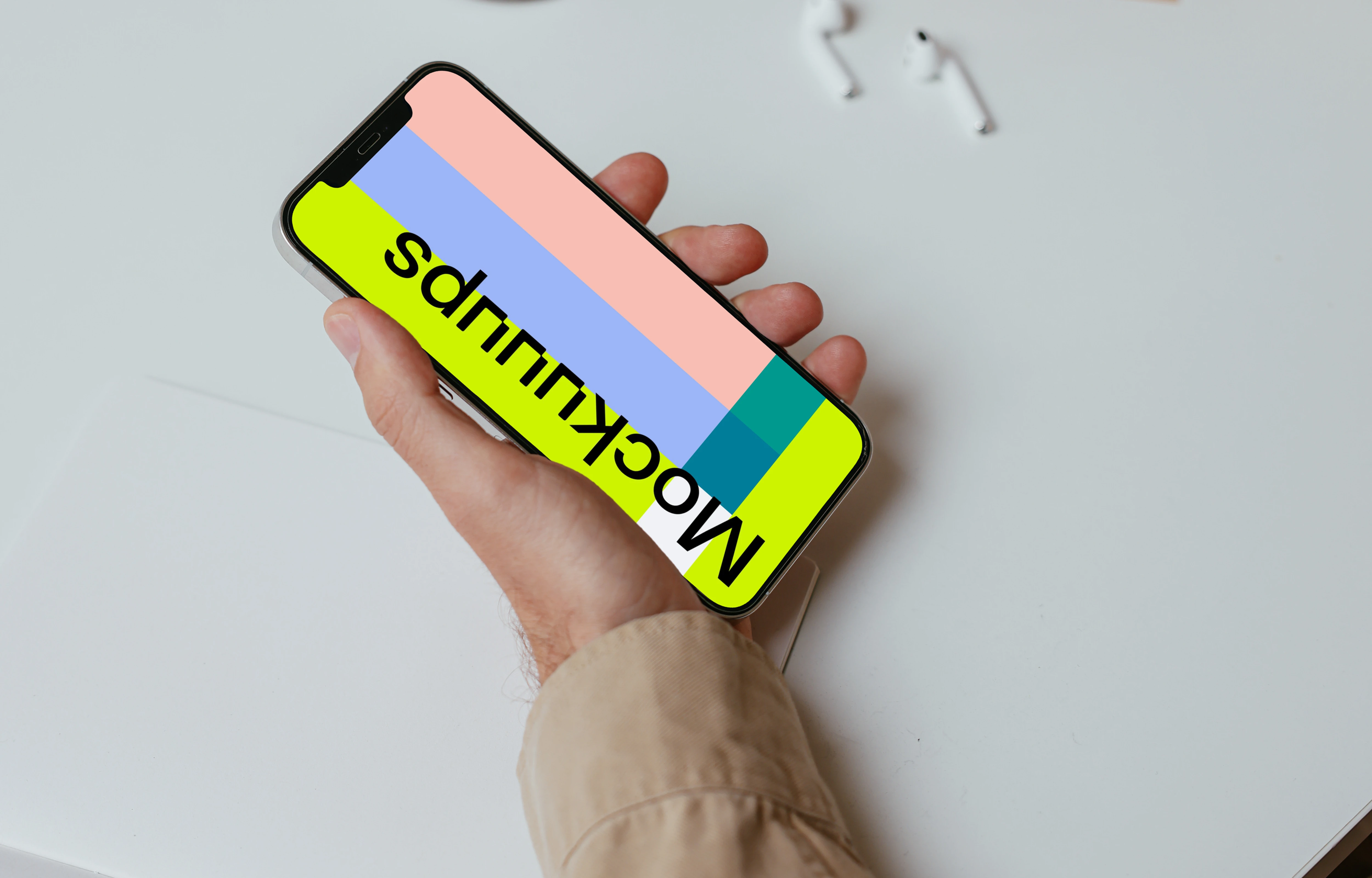 Man holding phone mockup