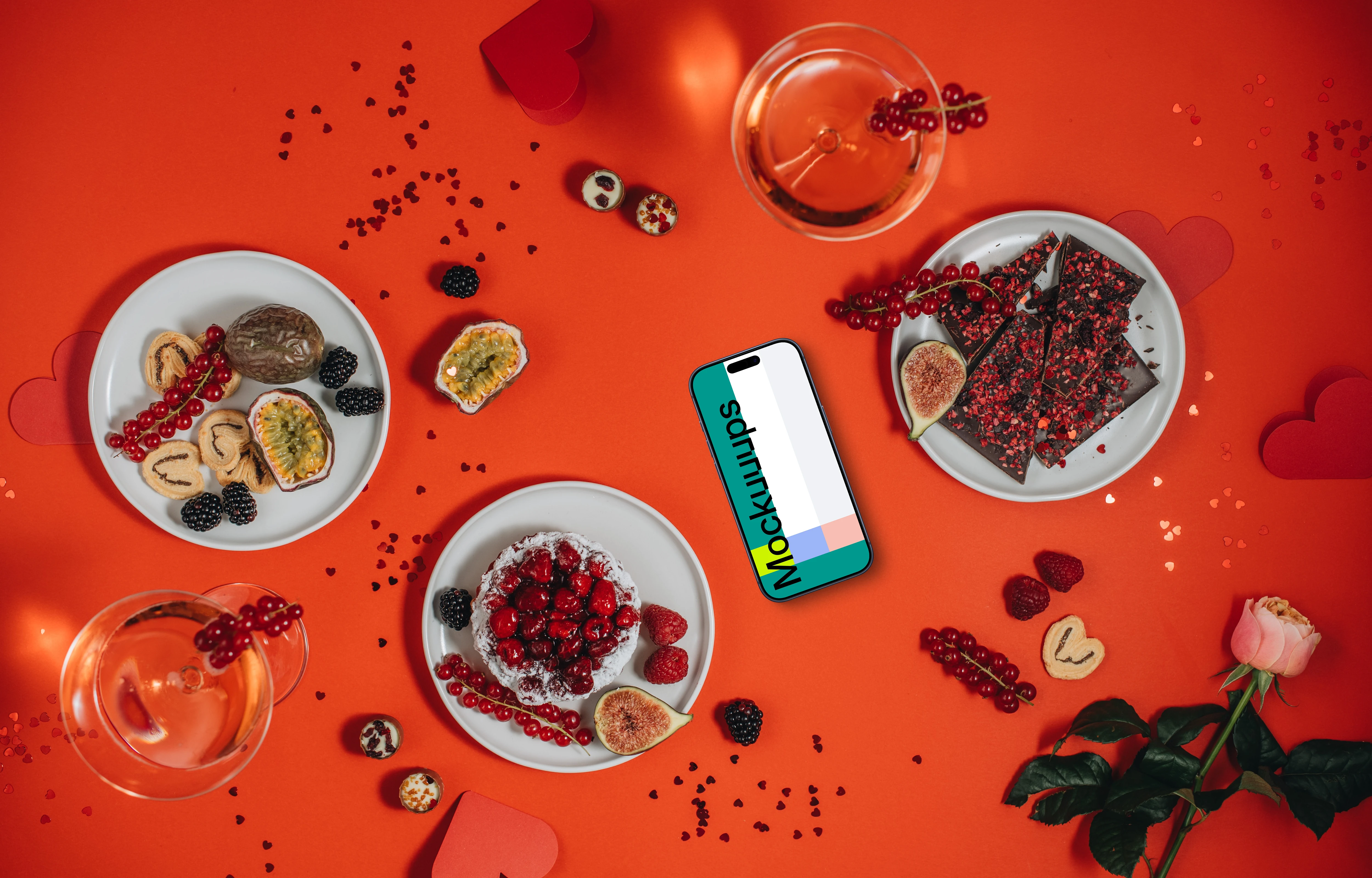 Smartphone mockup and romantic dinner