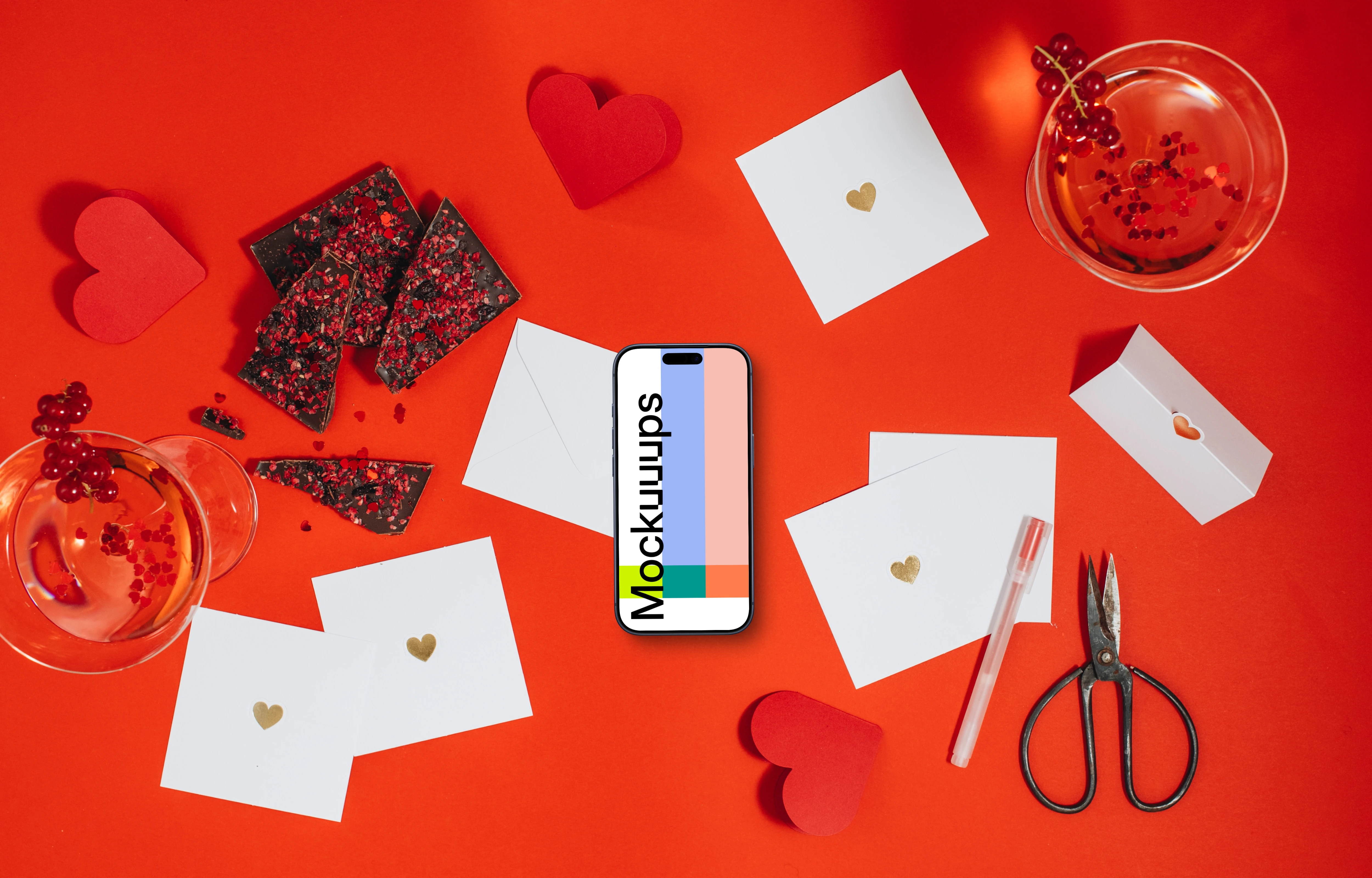 Smartphone mockup with a love theme