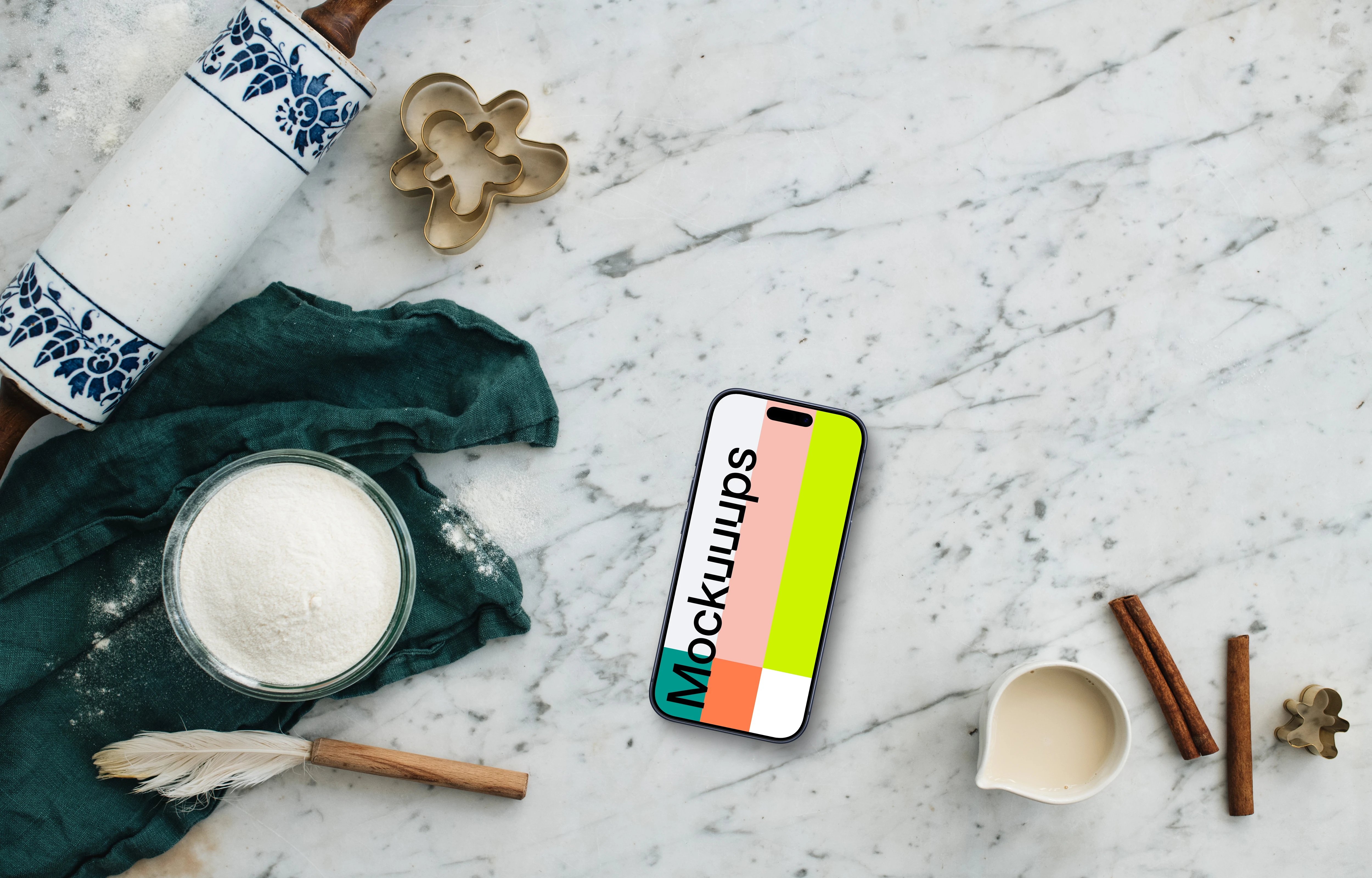 Smartphone mockup with christmas pastry