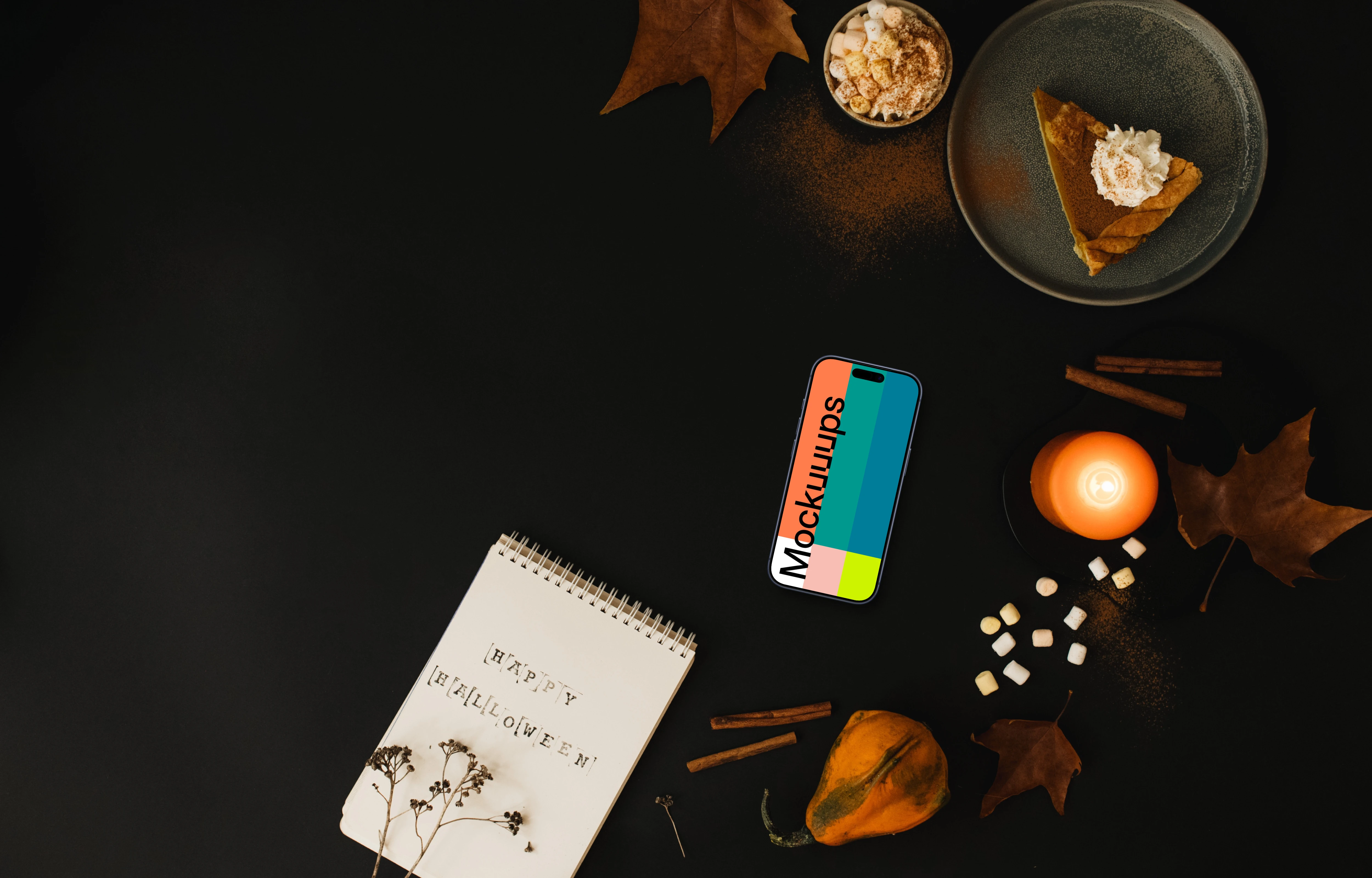 Smartphone mockup with a halloween styling