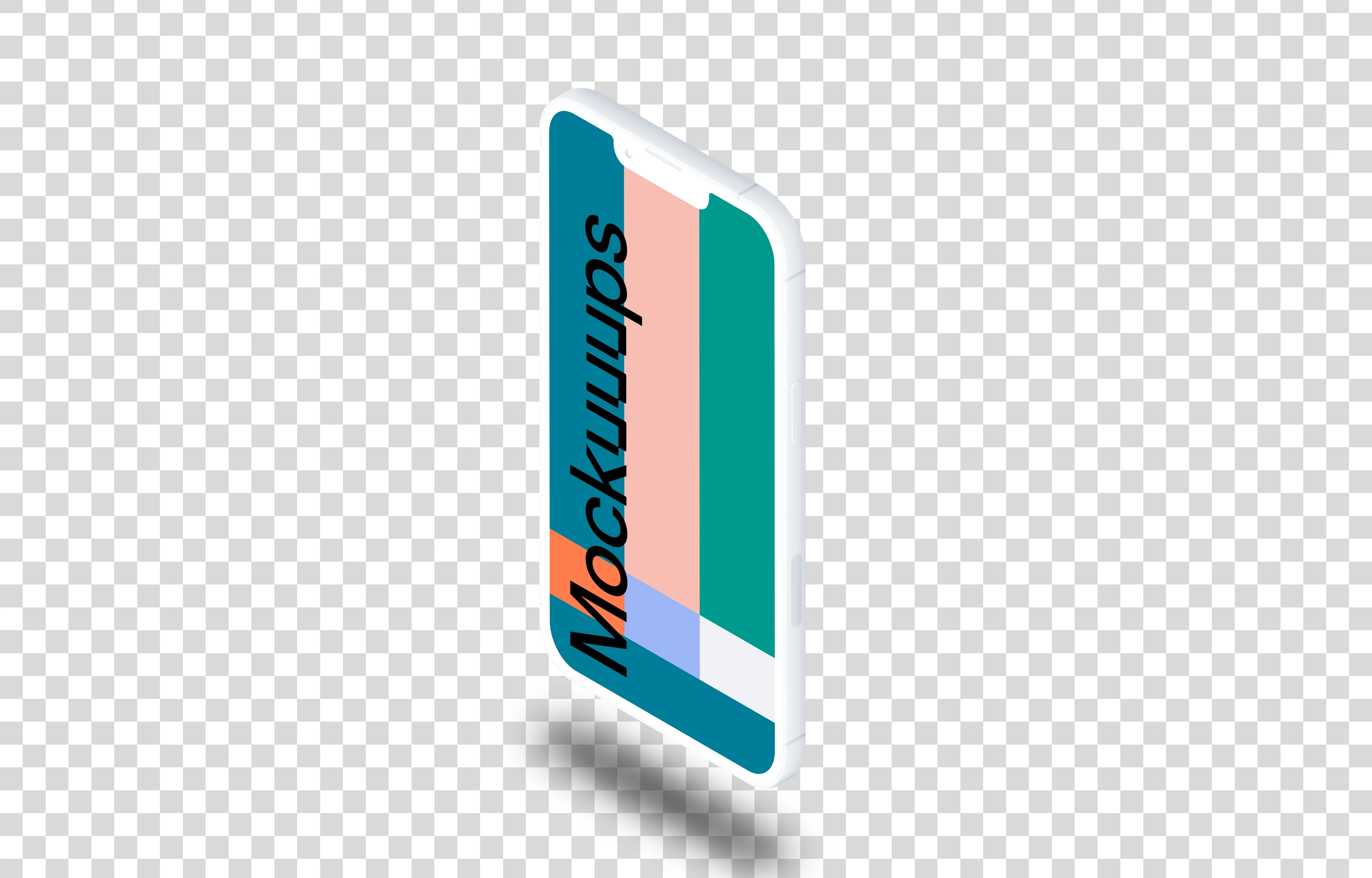 iPhone 13 Pro Clay Mockup (Isometric Stand Right - Floating Shadow)