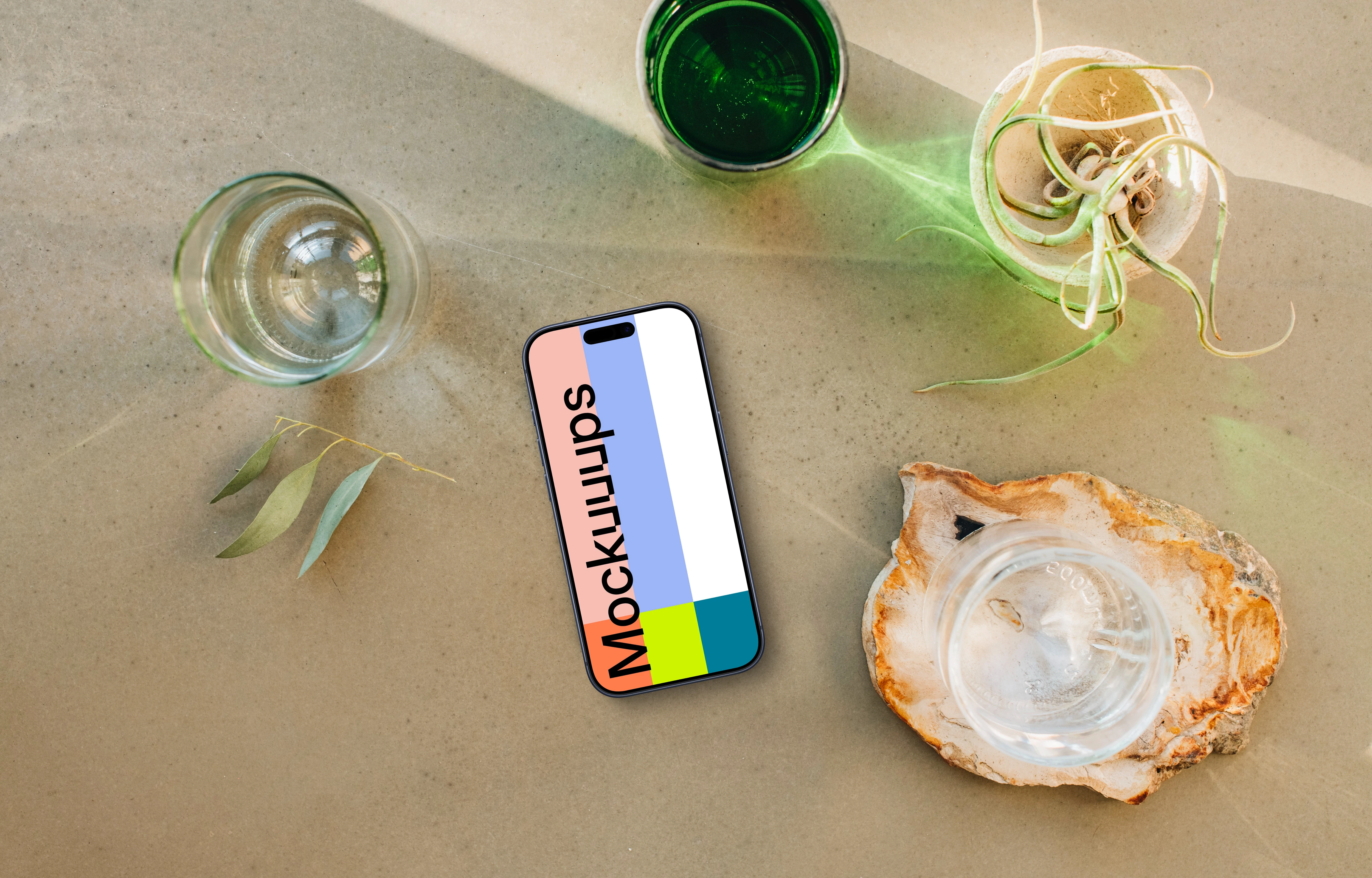 Zen-like atmosphere and an iPhone mockup