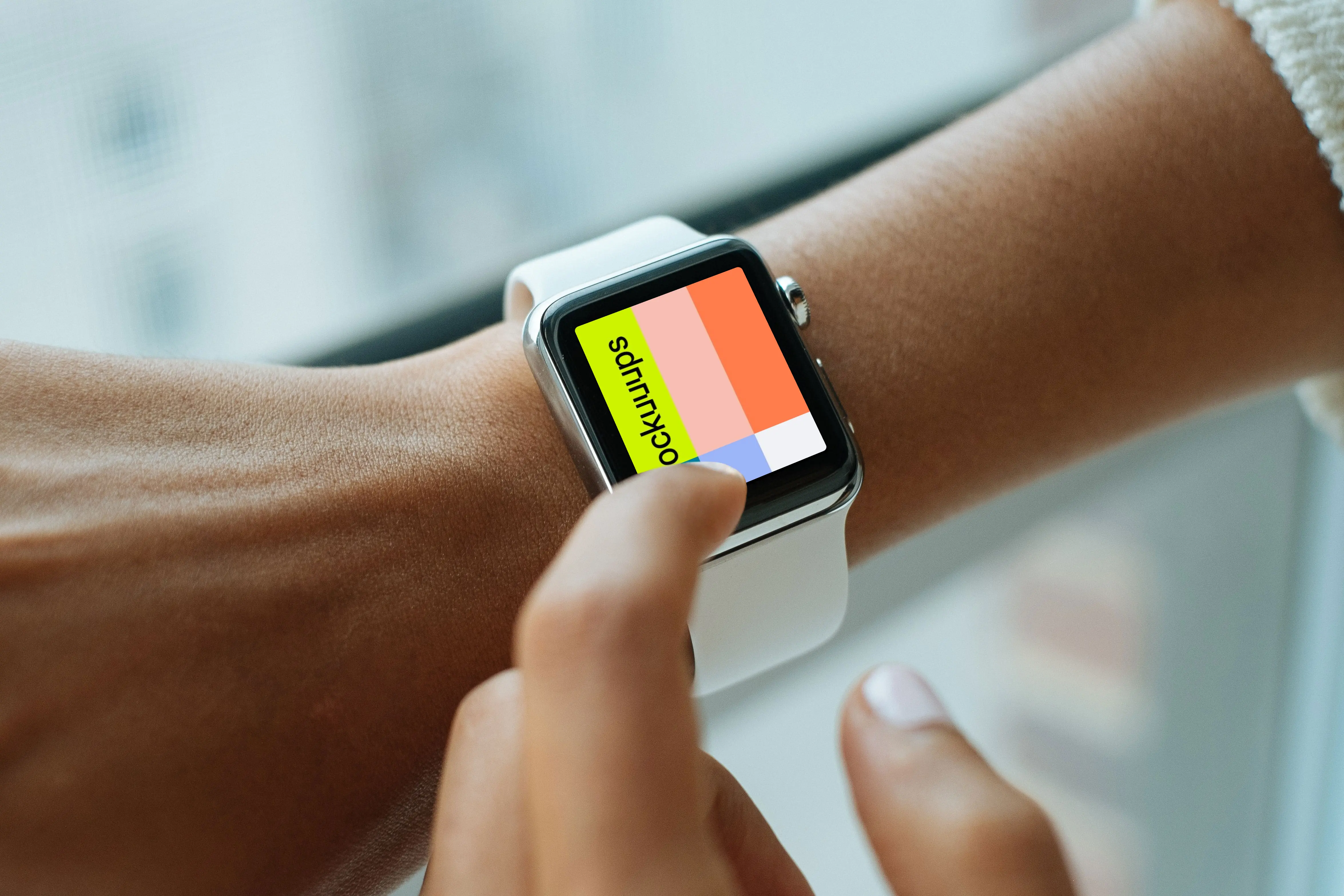 Checking time on Apple Watch mockup