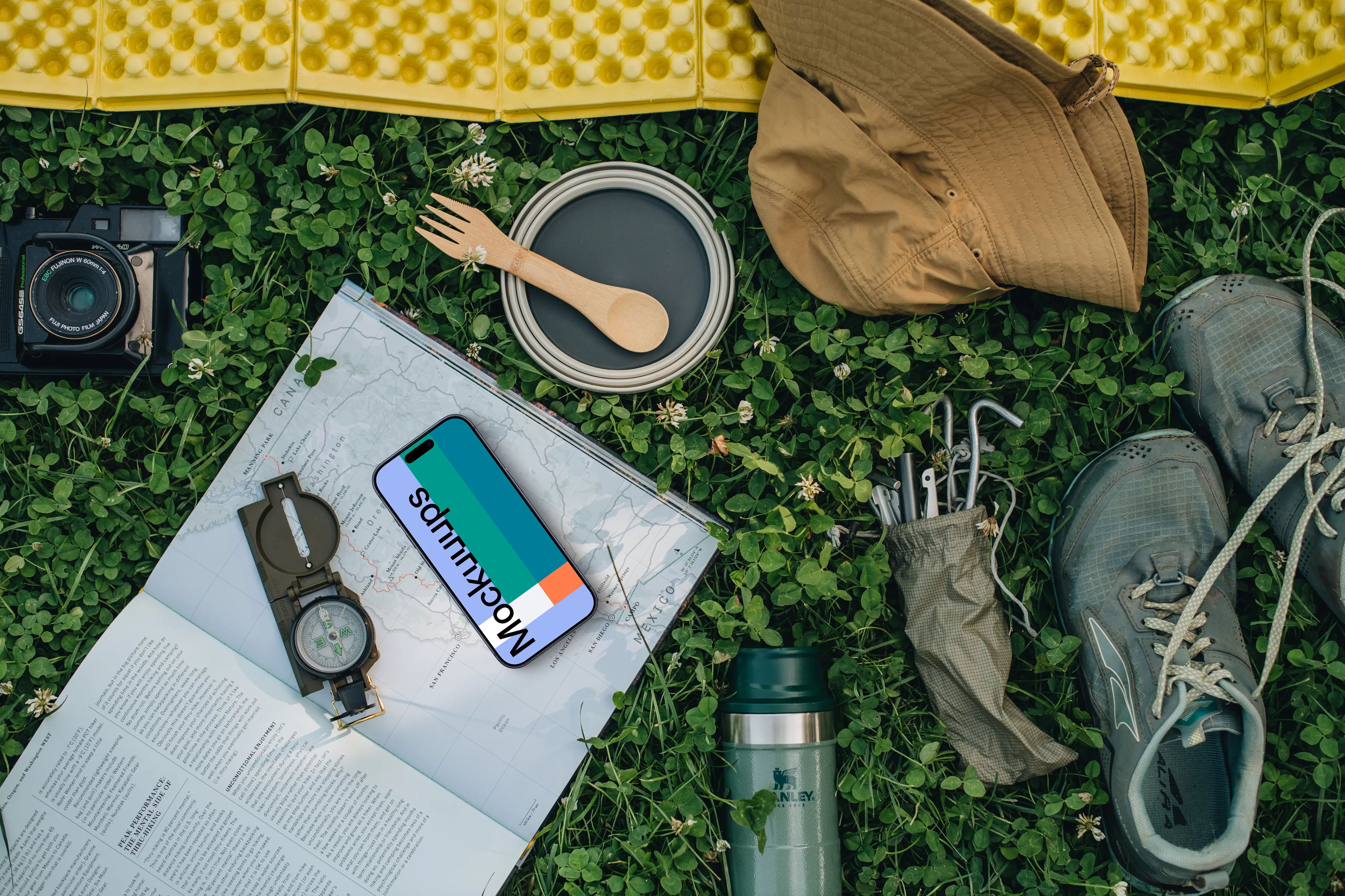Camping adventure smartphone mockup