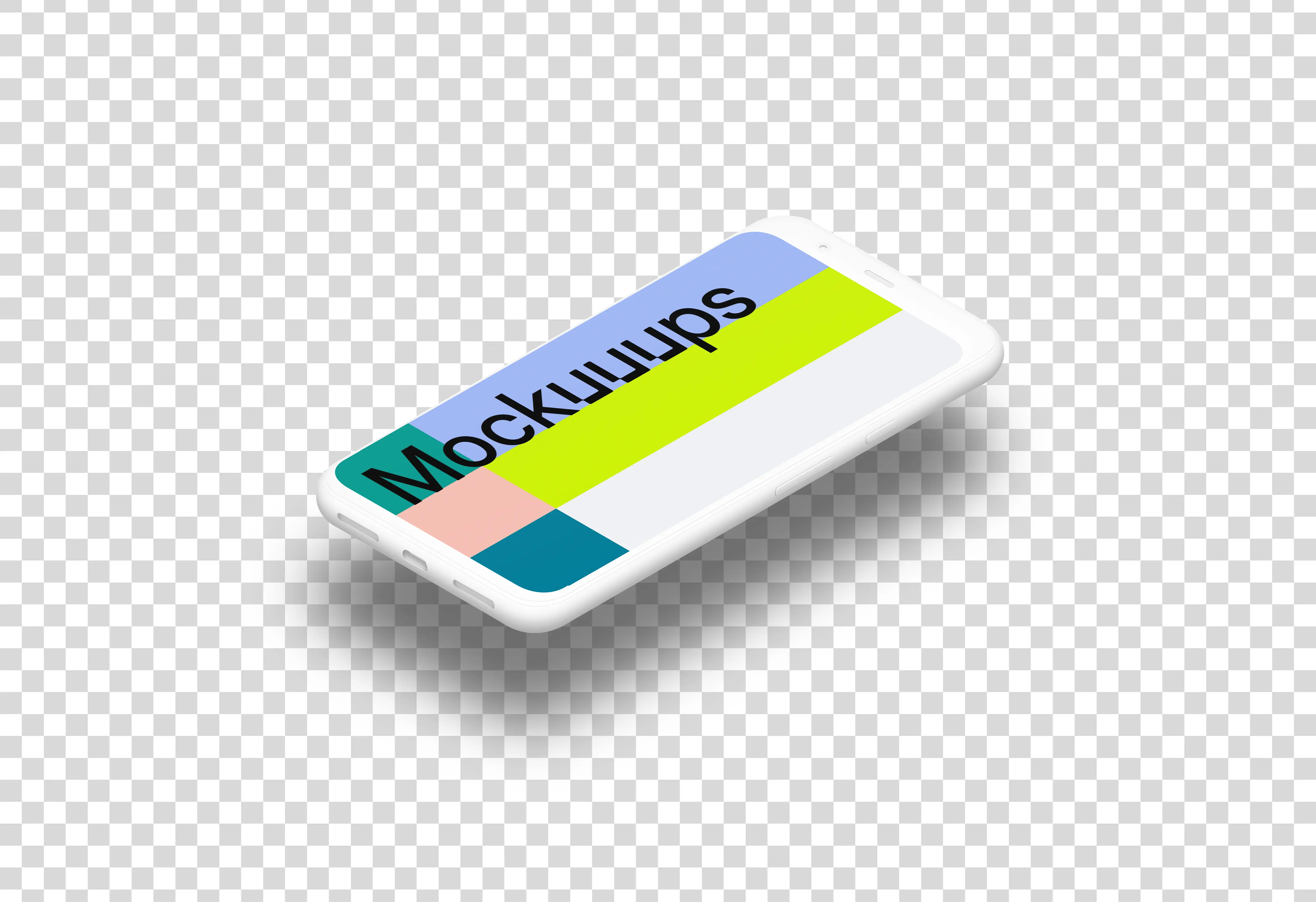 Clay Google Pixel 4 Mockup (Isometric Floor Right - Floating Shadow)