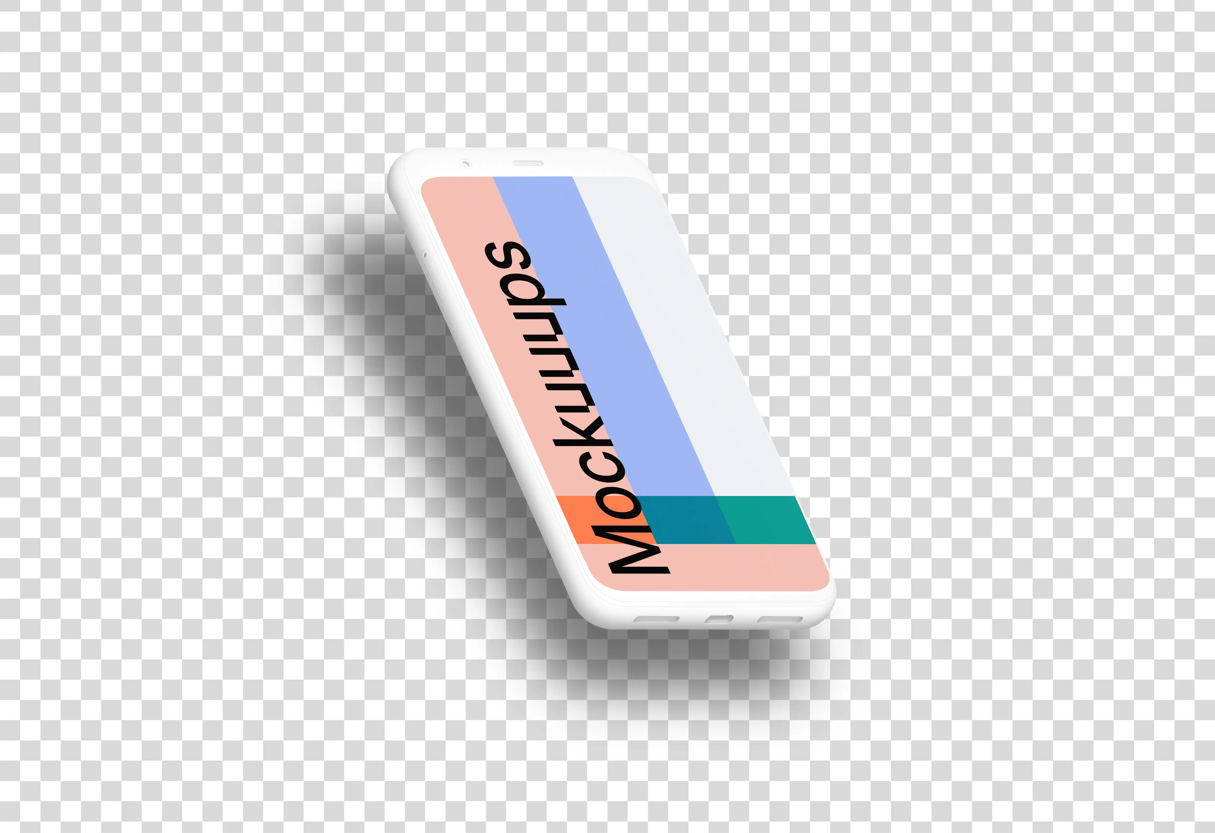 Clay Google Pixel 4 Mockup (Isometric Left - Floating Shadow)