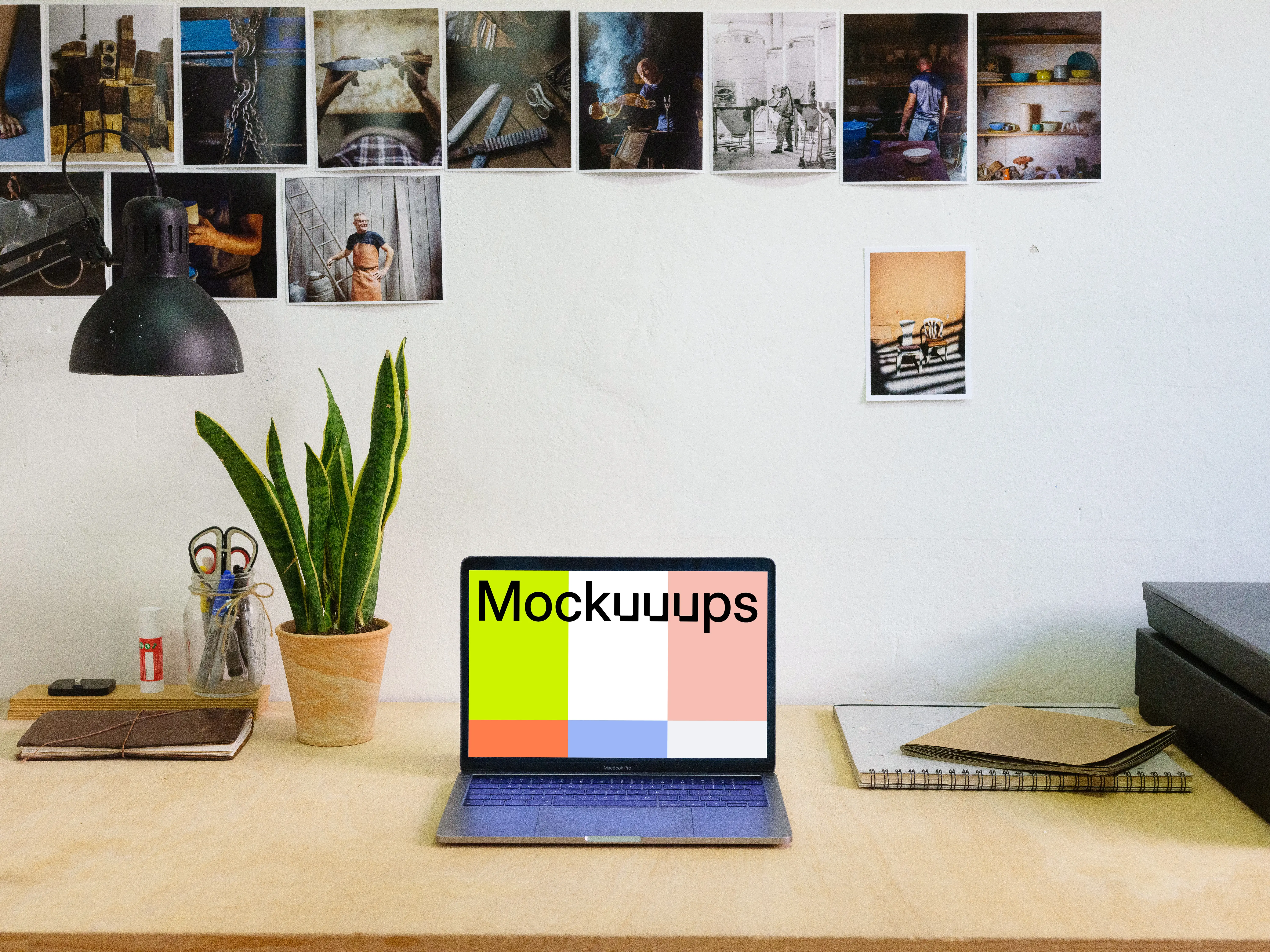 Clean Macbook Pro mockup desk scene