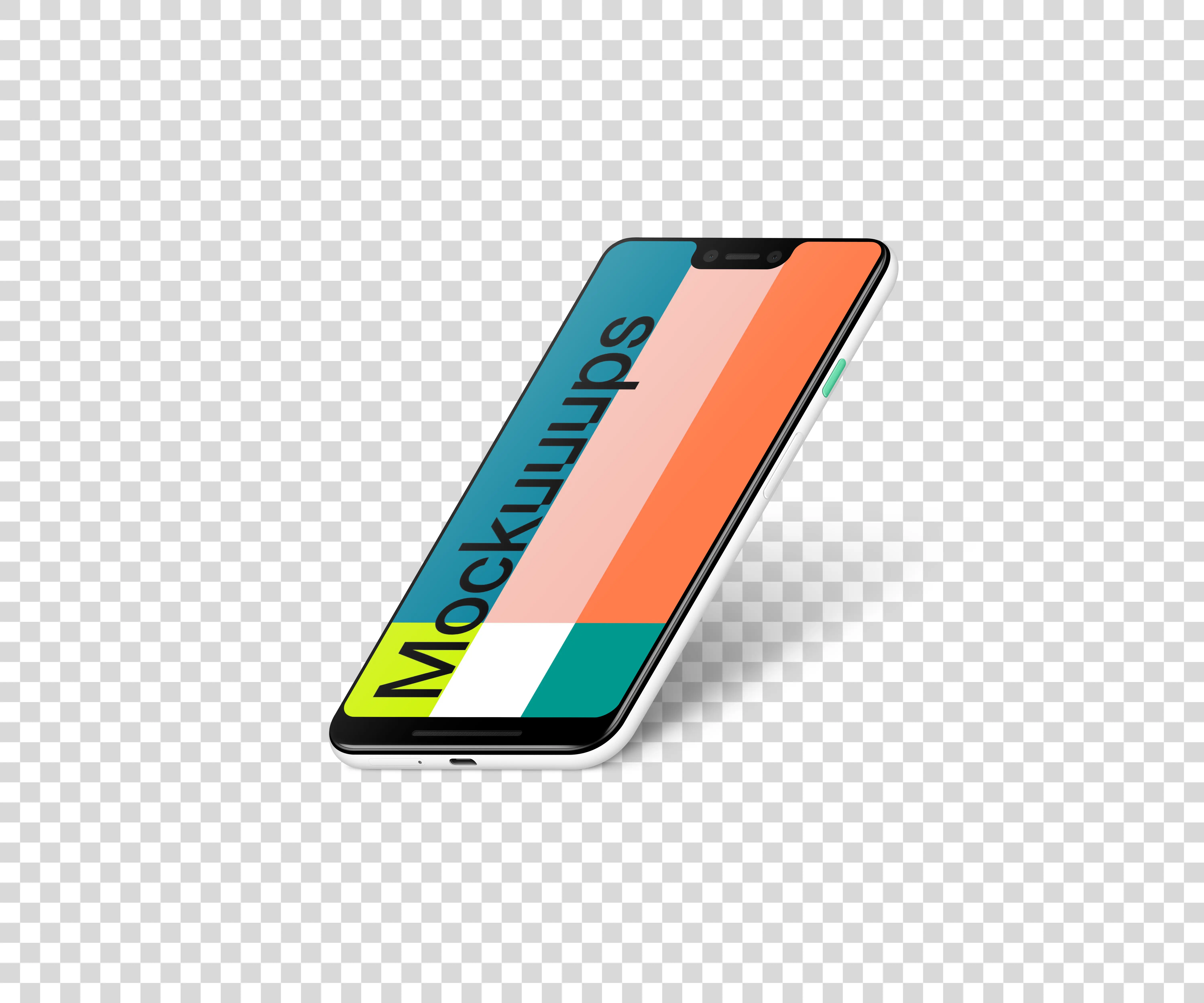 Google Pixel 3 XL Stand Isometric mockup (Right)