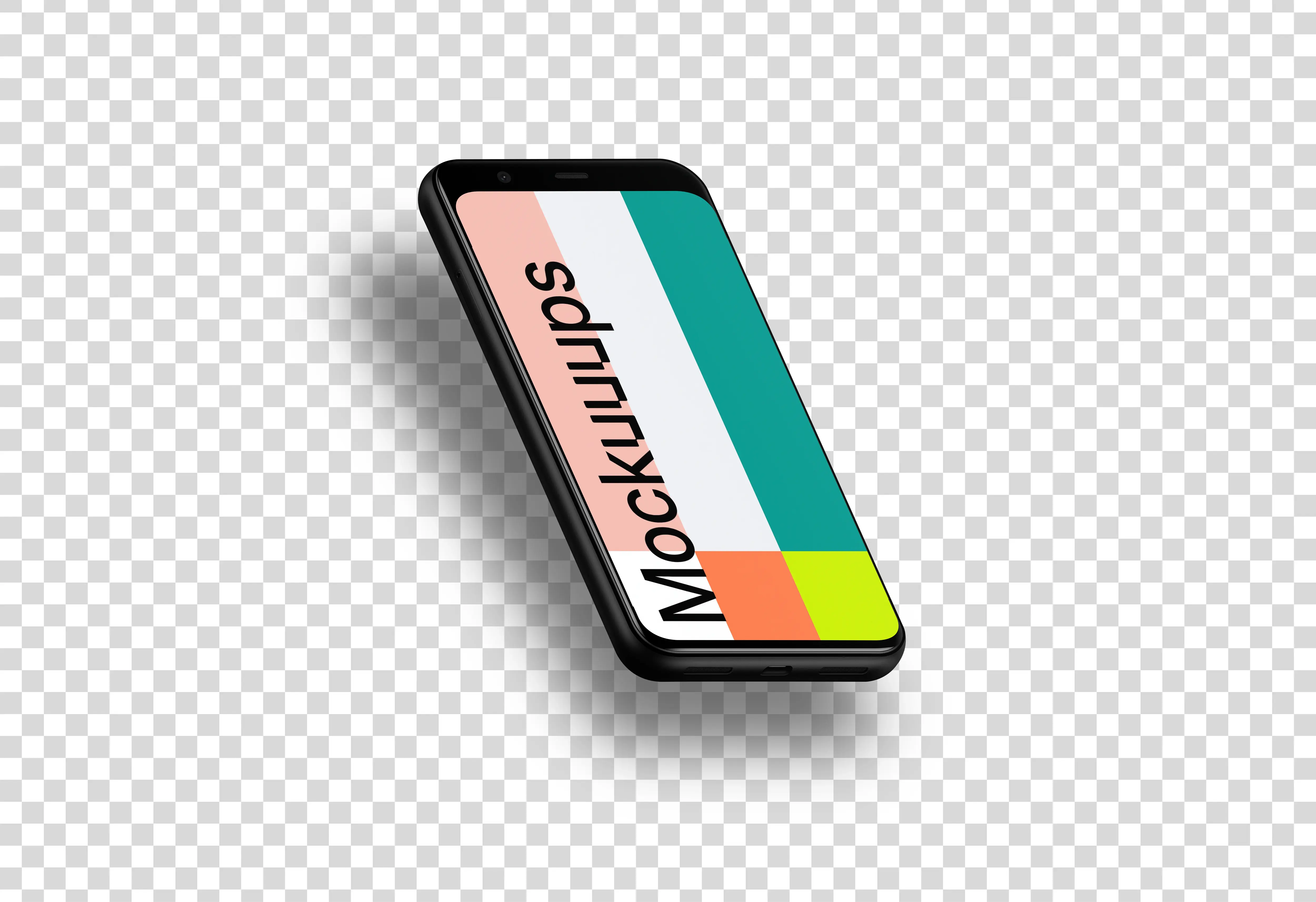 Google Pixel 4 Mockup (Isometric Left - Floating Shadow)