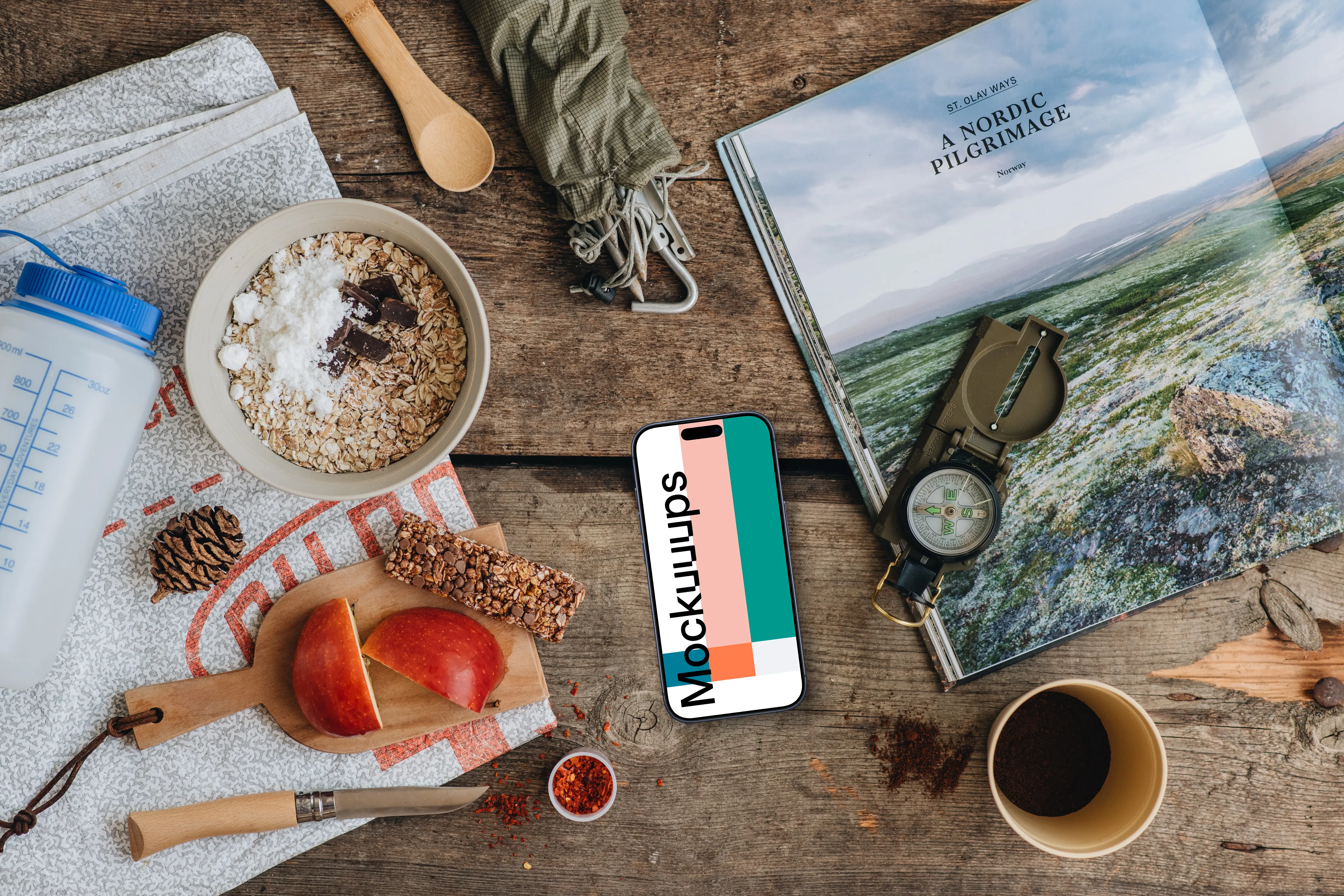 Hiking preparation smartphone mockup