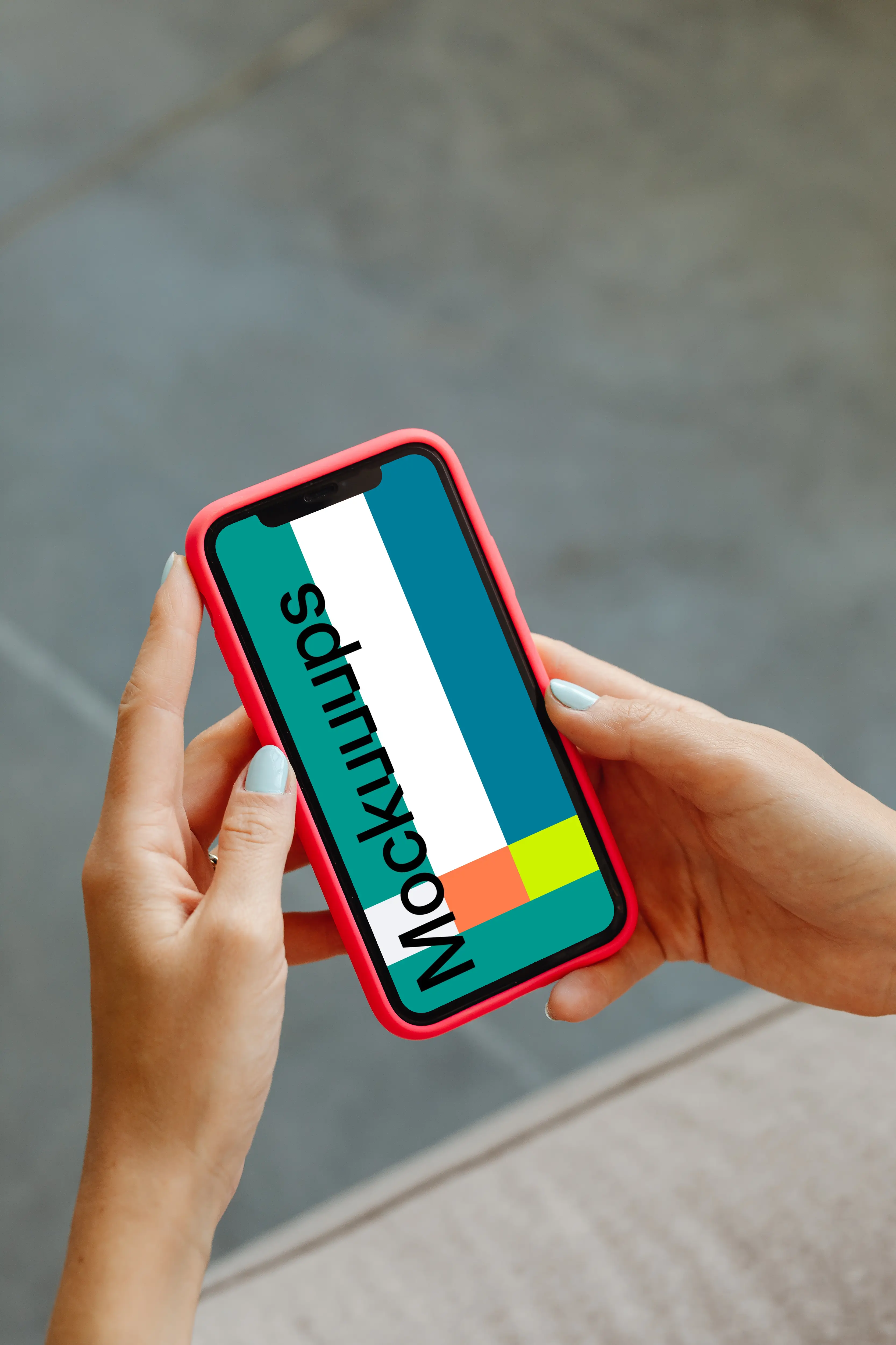 iPhone 12 mockup with red case