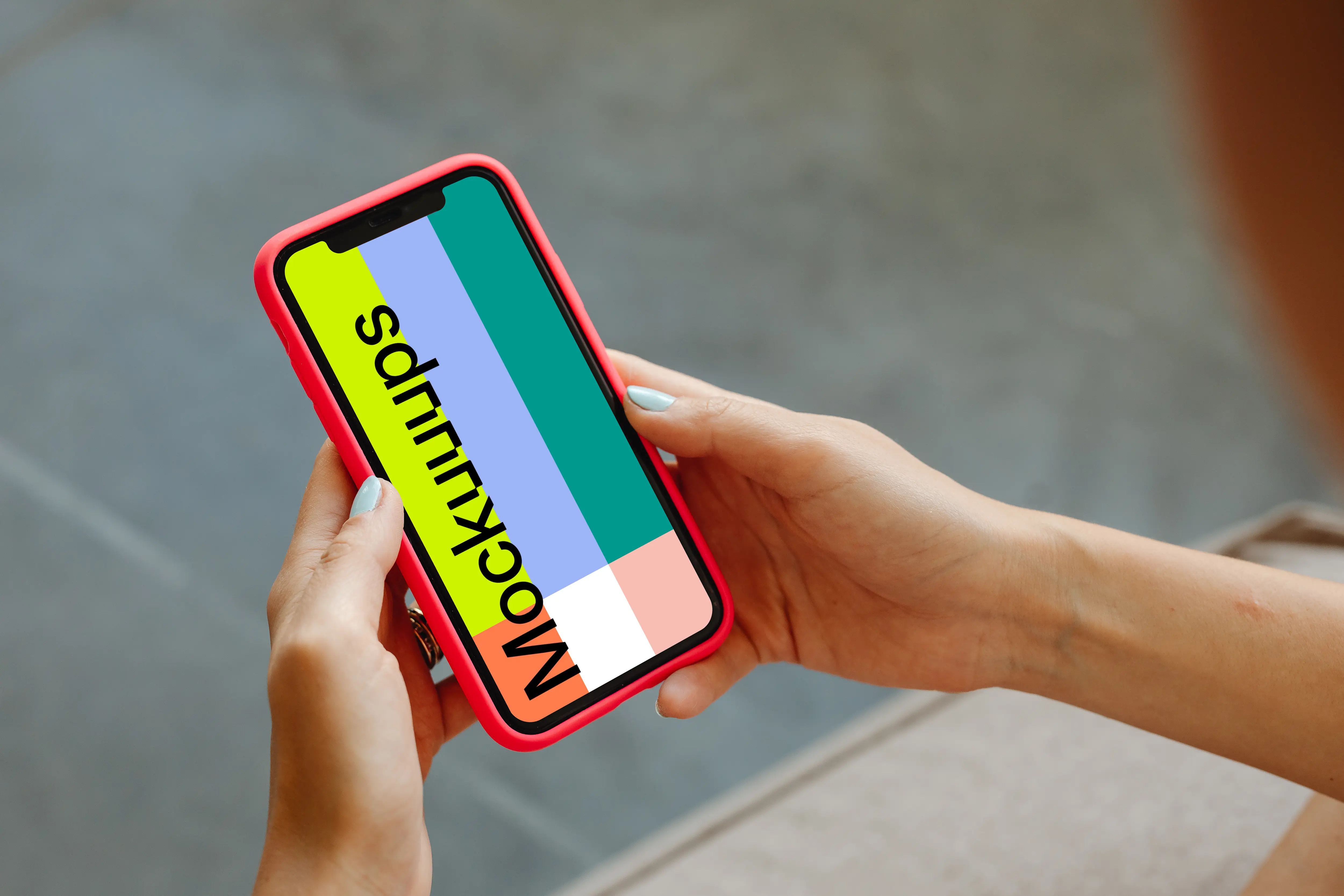 iPhone mockup in a red casing 