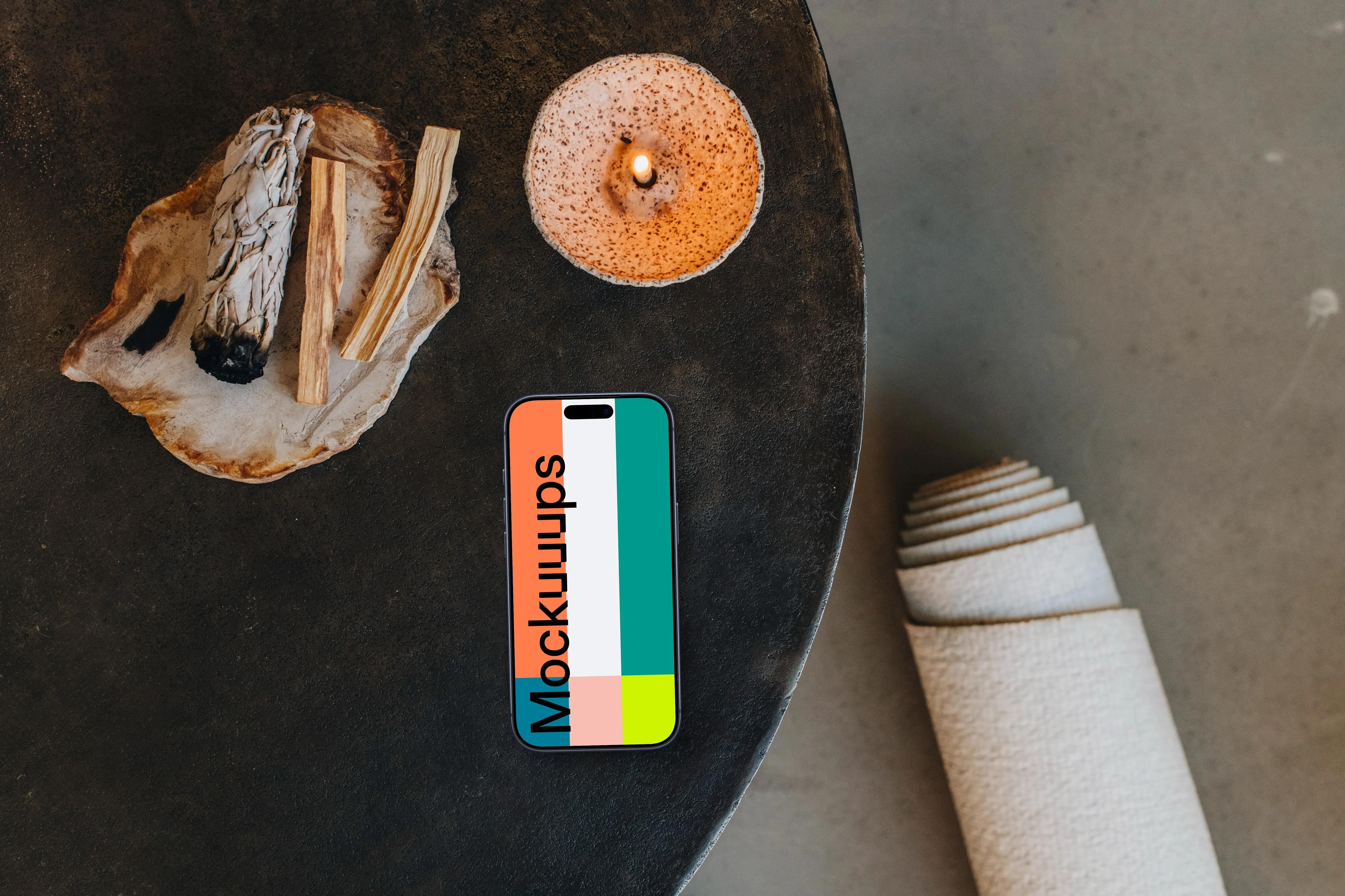 iPhone mockup in peaceful environment