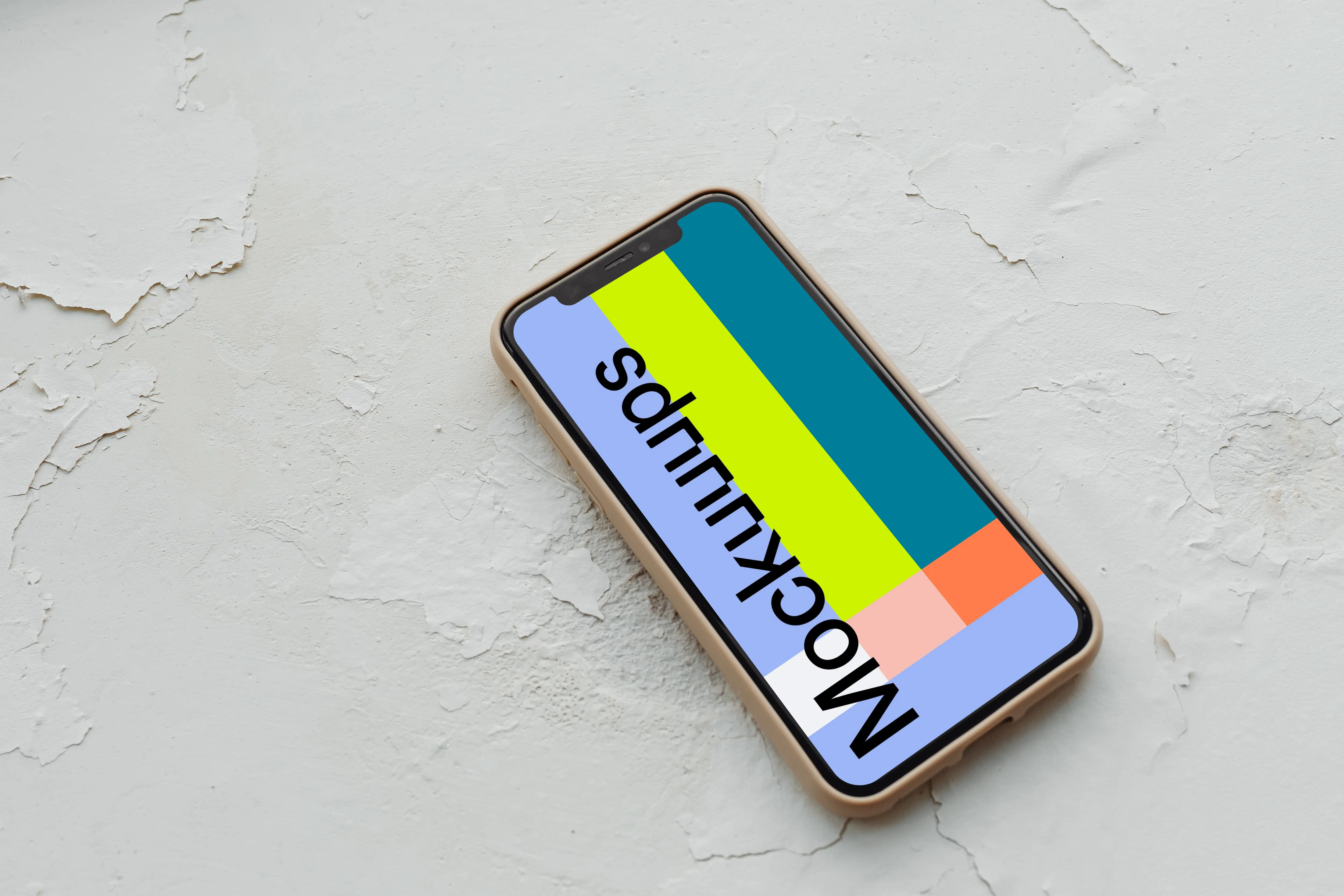  iPhone mockup on a white cracked surface