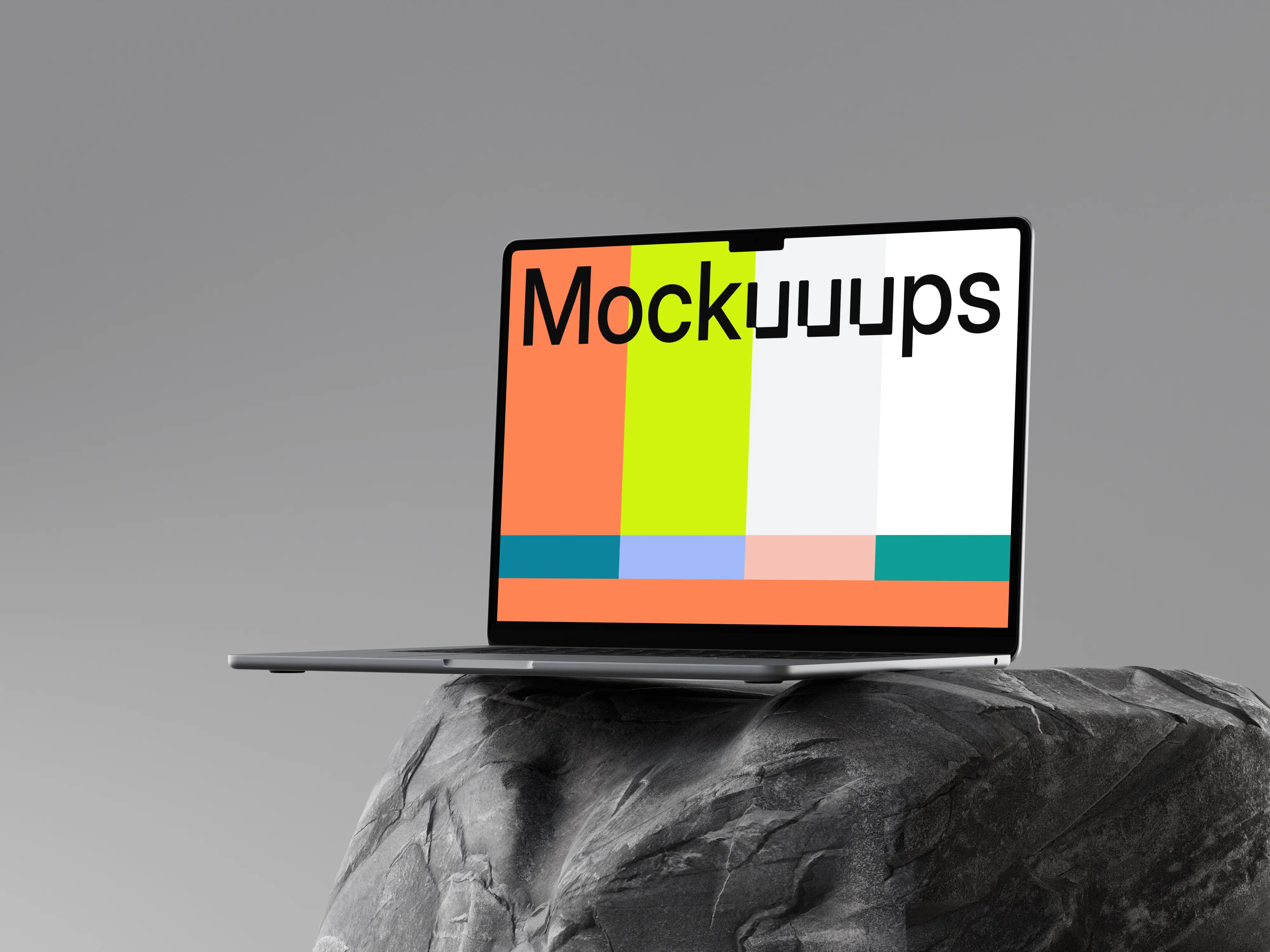MacBook Air 15" mockup on a textured stone surface