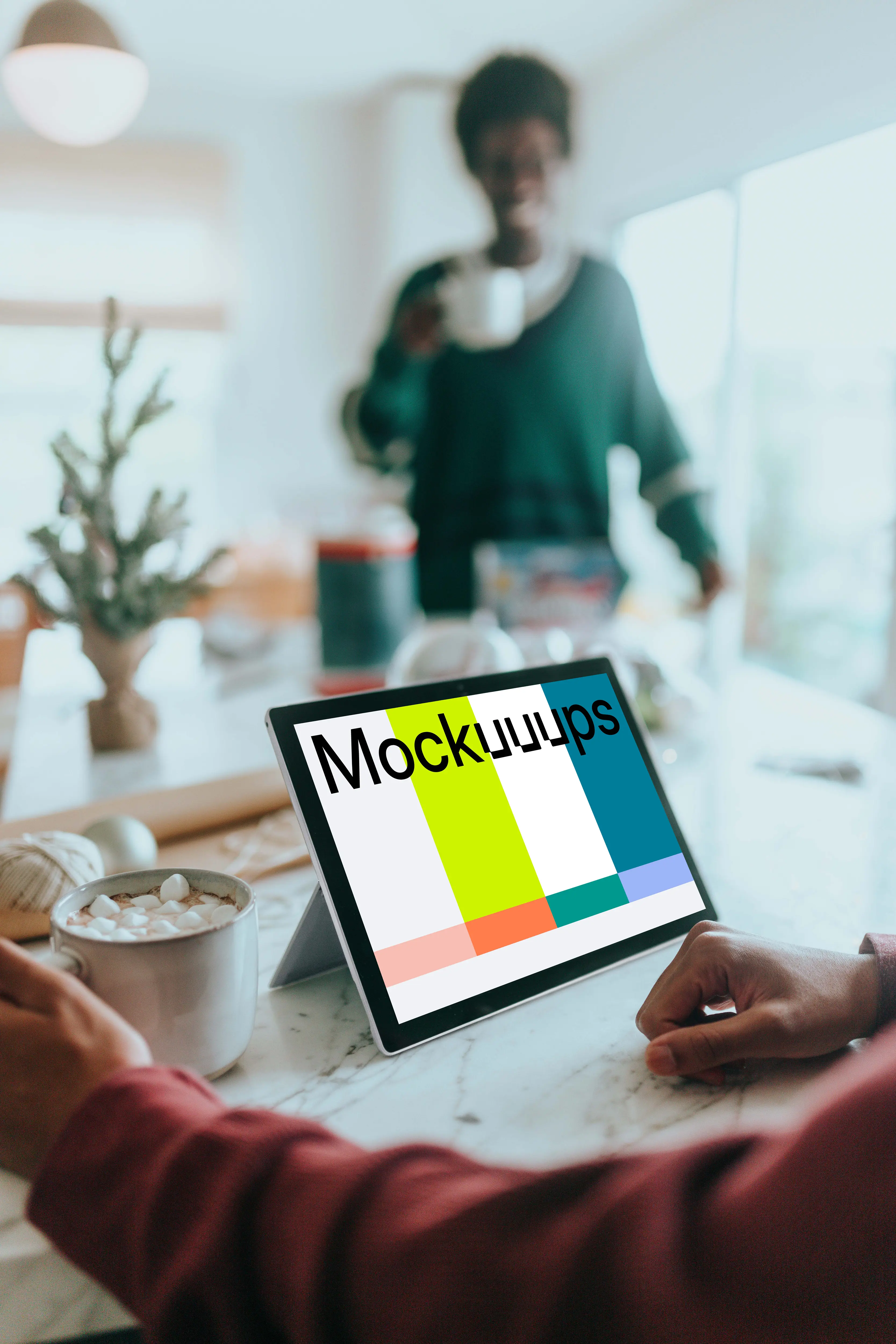 Microsoft Surface Laptop mockup on a marble countertop