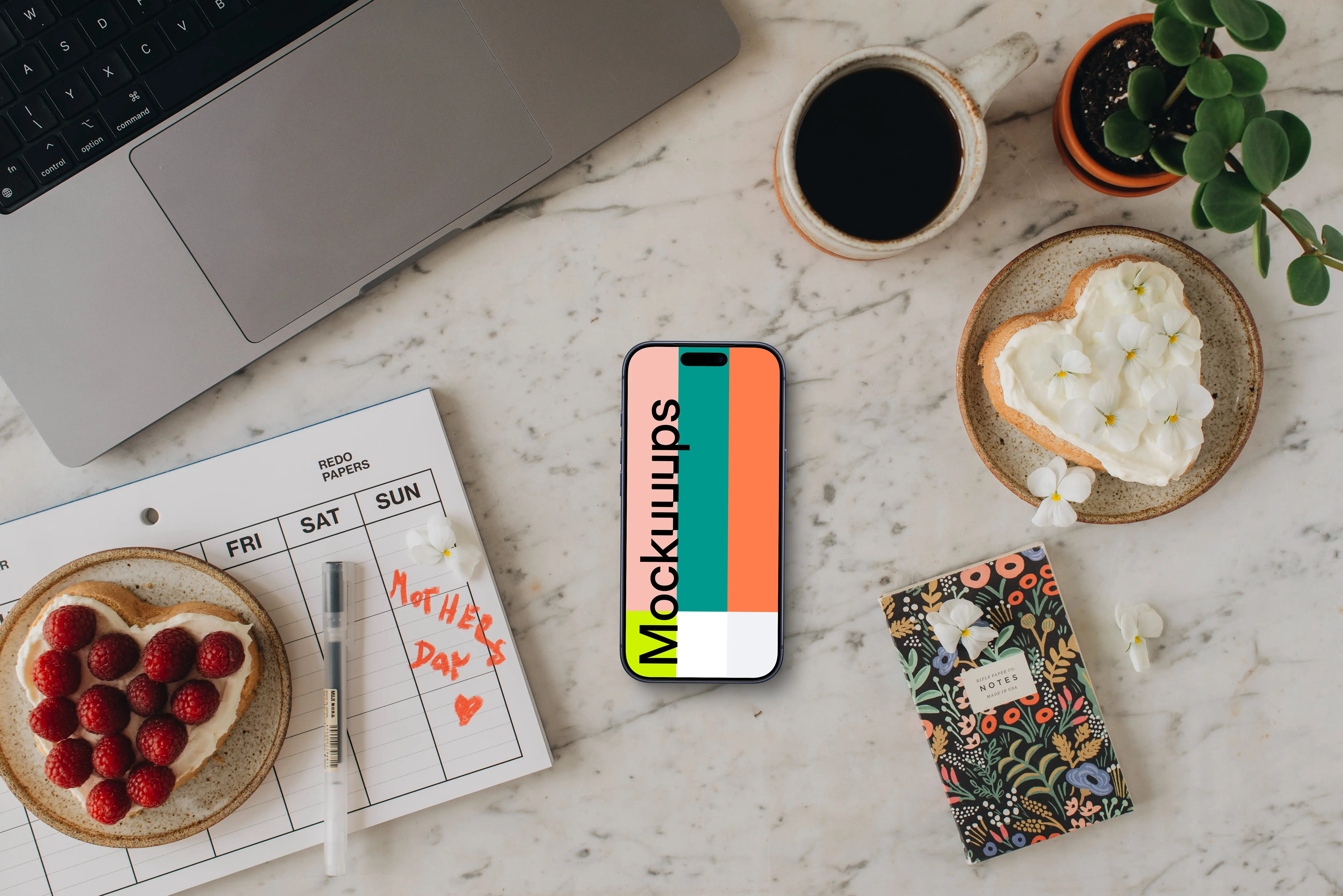 Mother’s Day setup with iPhone mockup