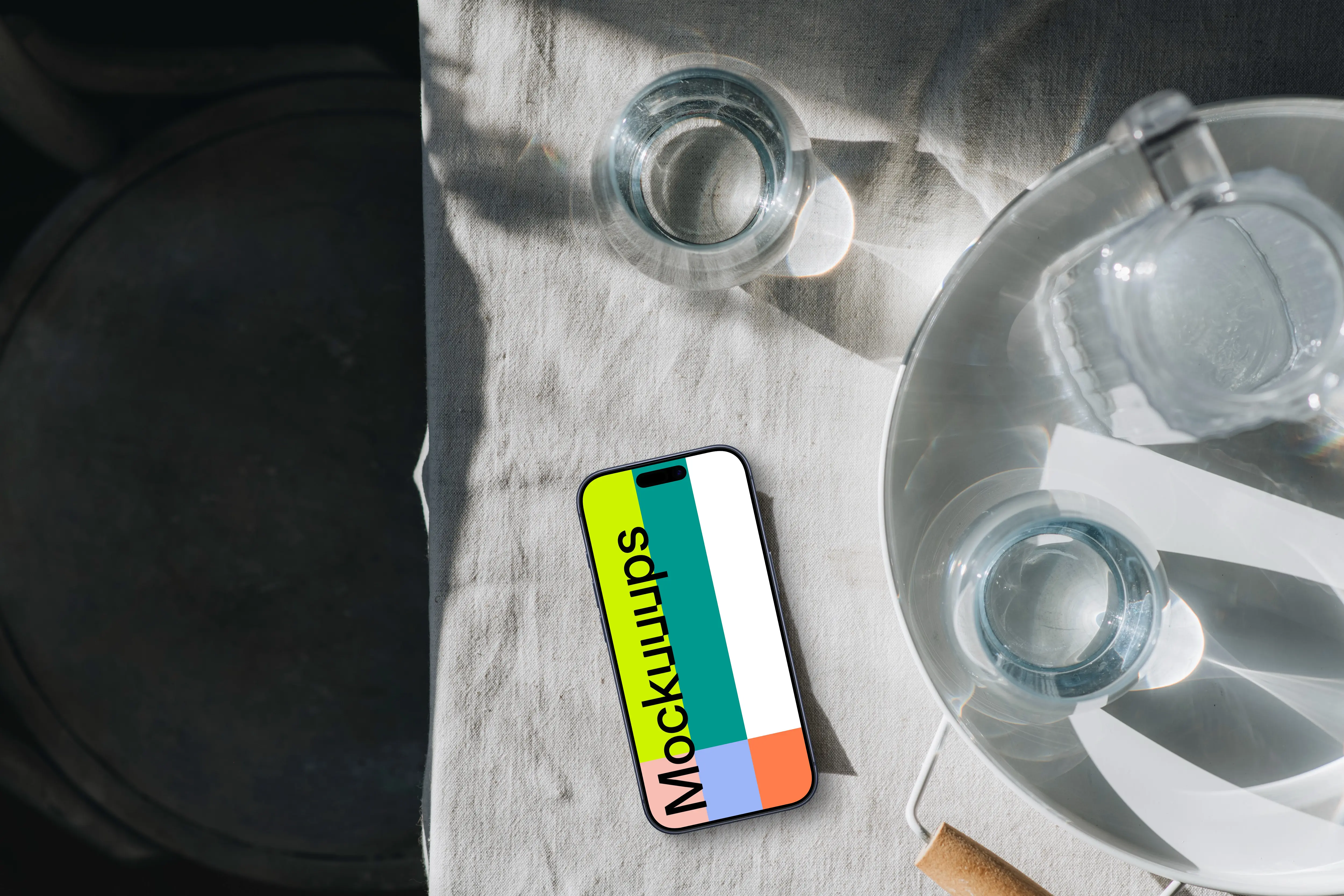 Neutral tones in breakfast themed iPhone mockup scene