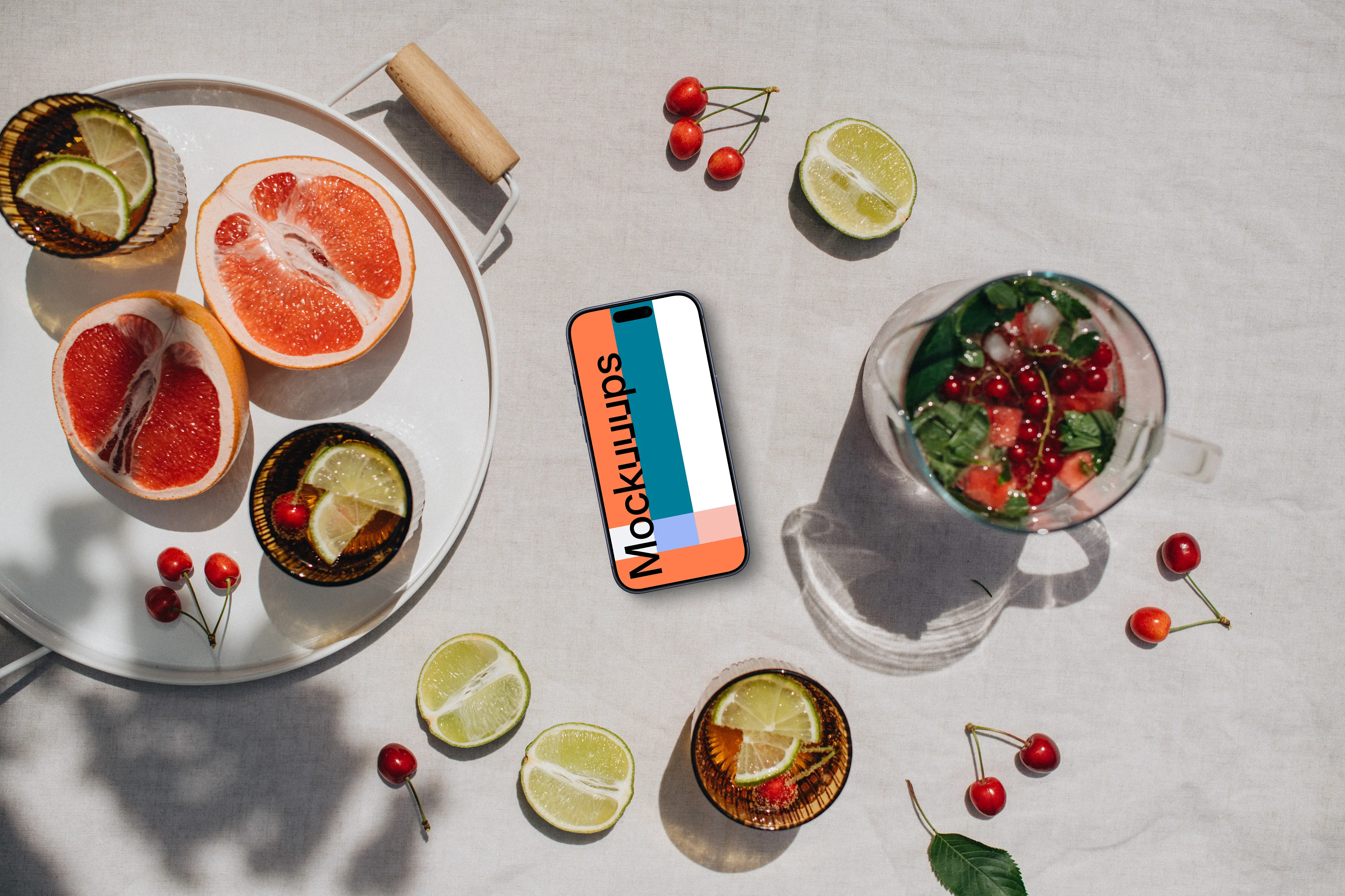 Phone mockup with a summer vibe