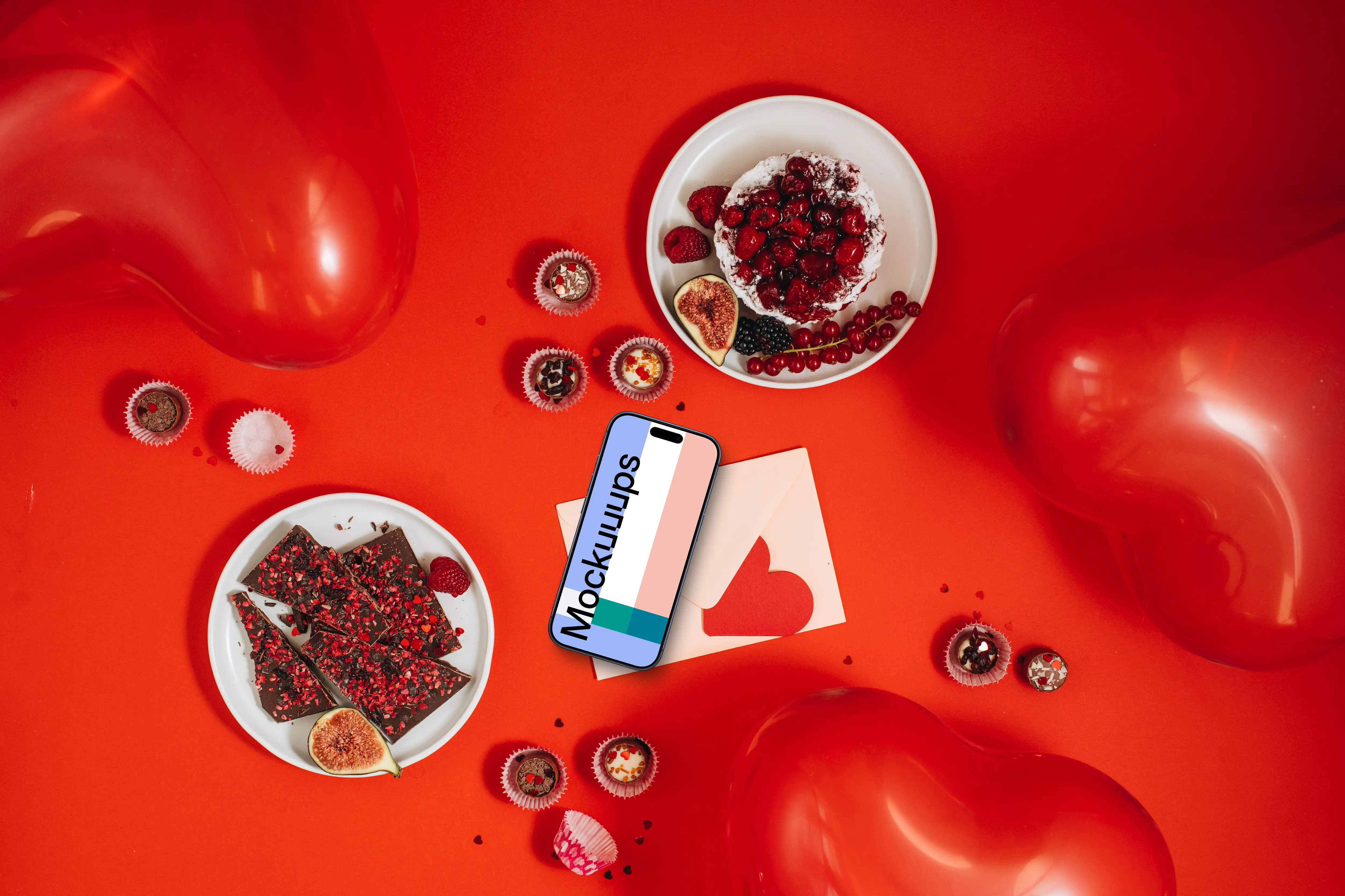 Smartphone mockup and Valentine's day theme