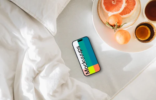 Bed and breakfast scene with an iPhone mockup