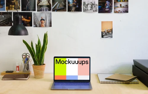 Clean Macbook Pro mockup desk scene