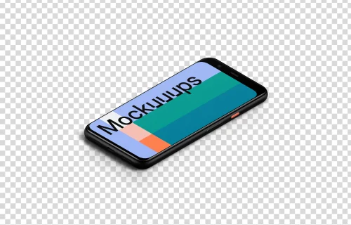 Google Pixel 4 Mockup (Isometric Floor Right)