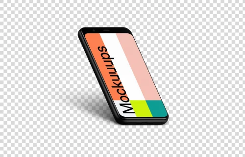 Google Pixel 4 Mockup (Isometric Left)