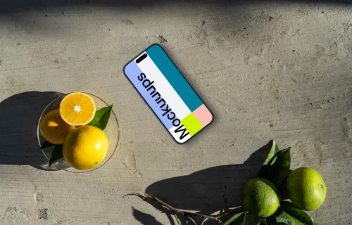 Lemons around a smartphone mockup