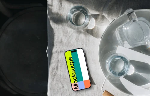 Neutral tones in breakfast themed iPhone mockup scene