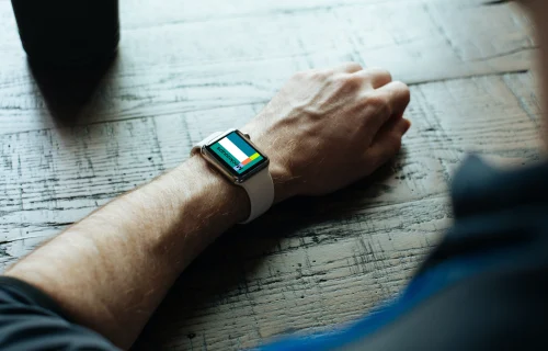 Apple Watch mockup beside the window