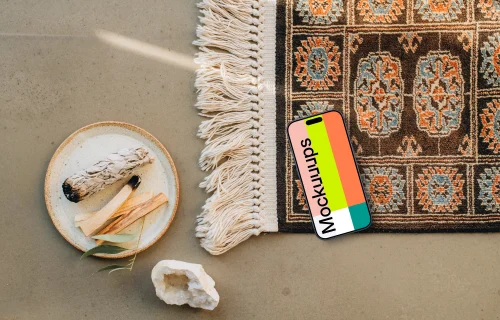 Serene and peaceful scene including an iPhone mockup