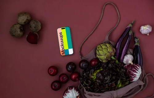 Smartphone mockup with vibrant Viva Magenta backdrop