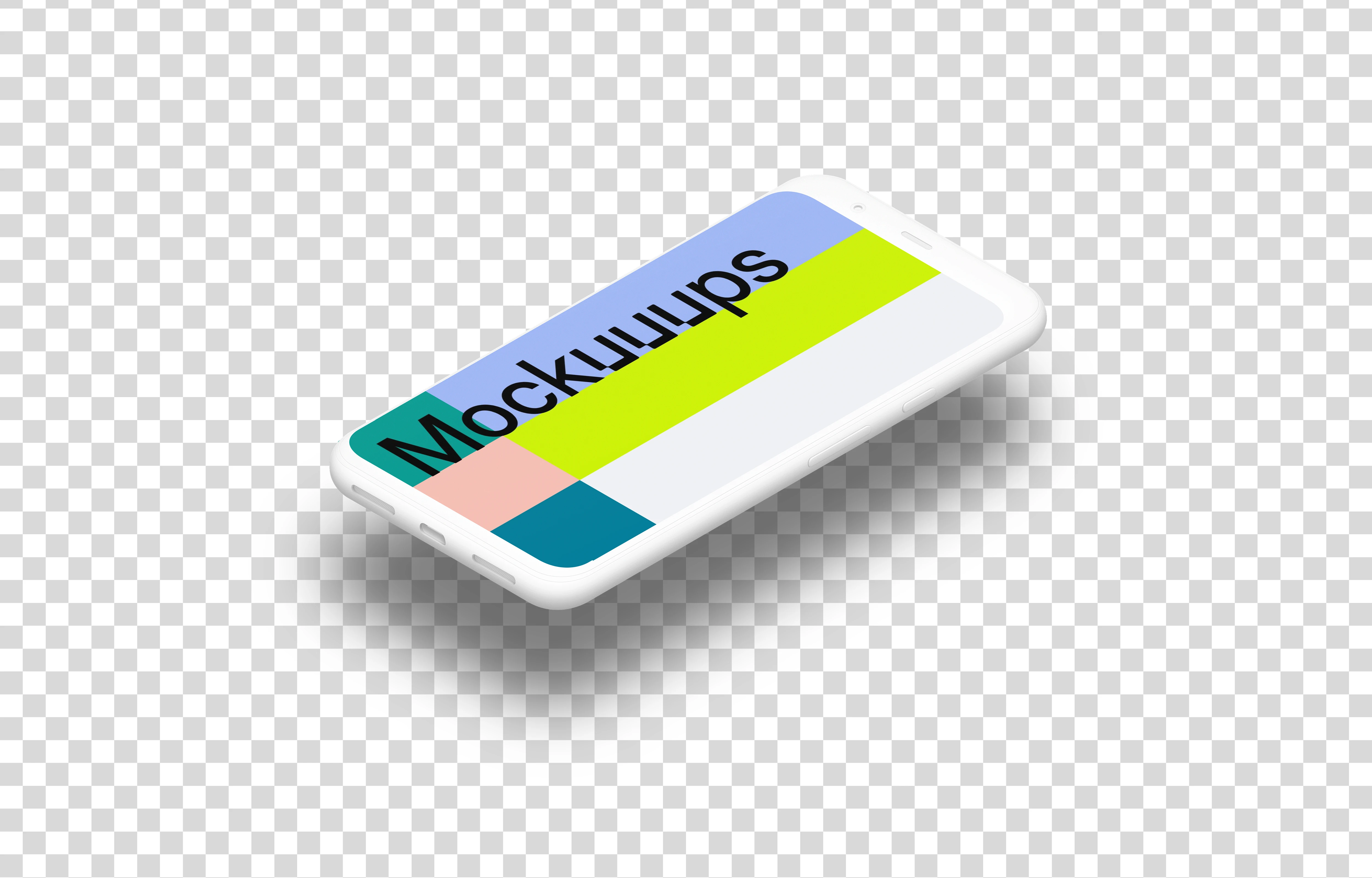 Clay Google Pixel 4 Mockup (Isometric Floor Right - Floating Shadow)