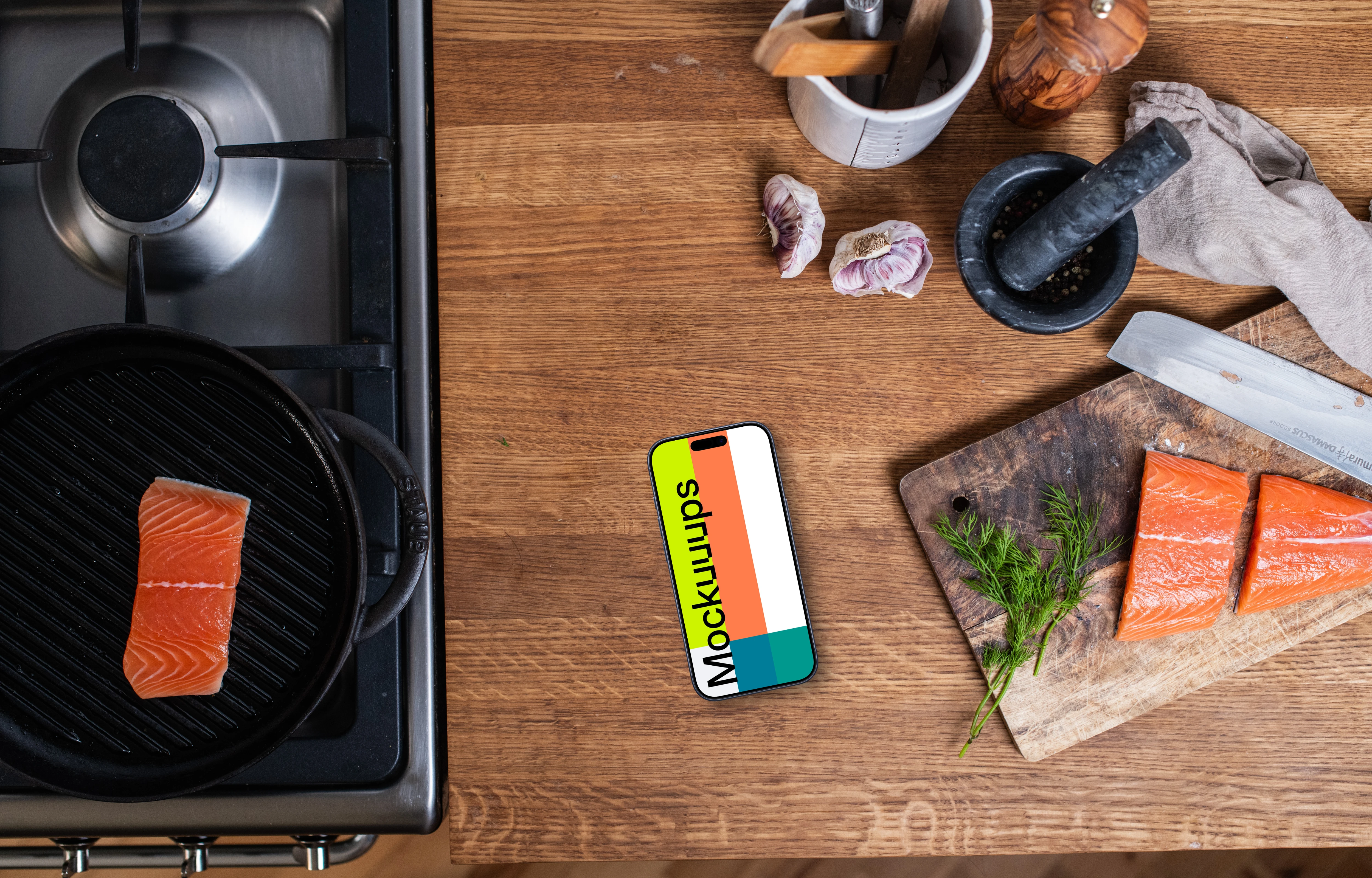 Cooking styled phone mockup