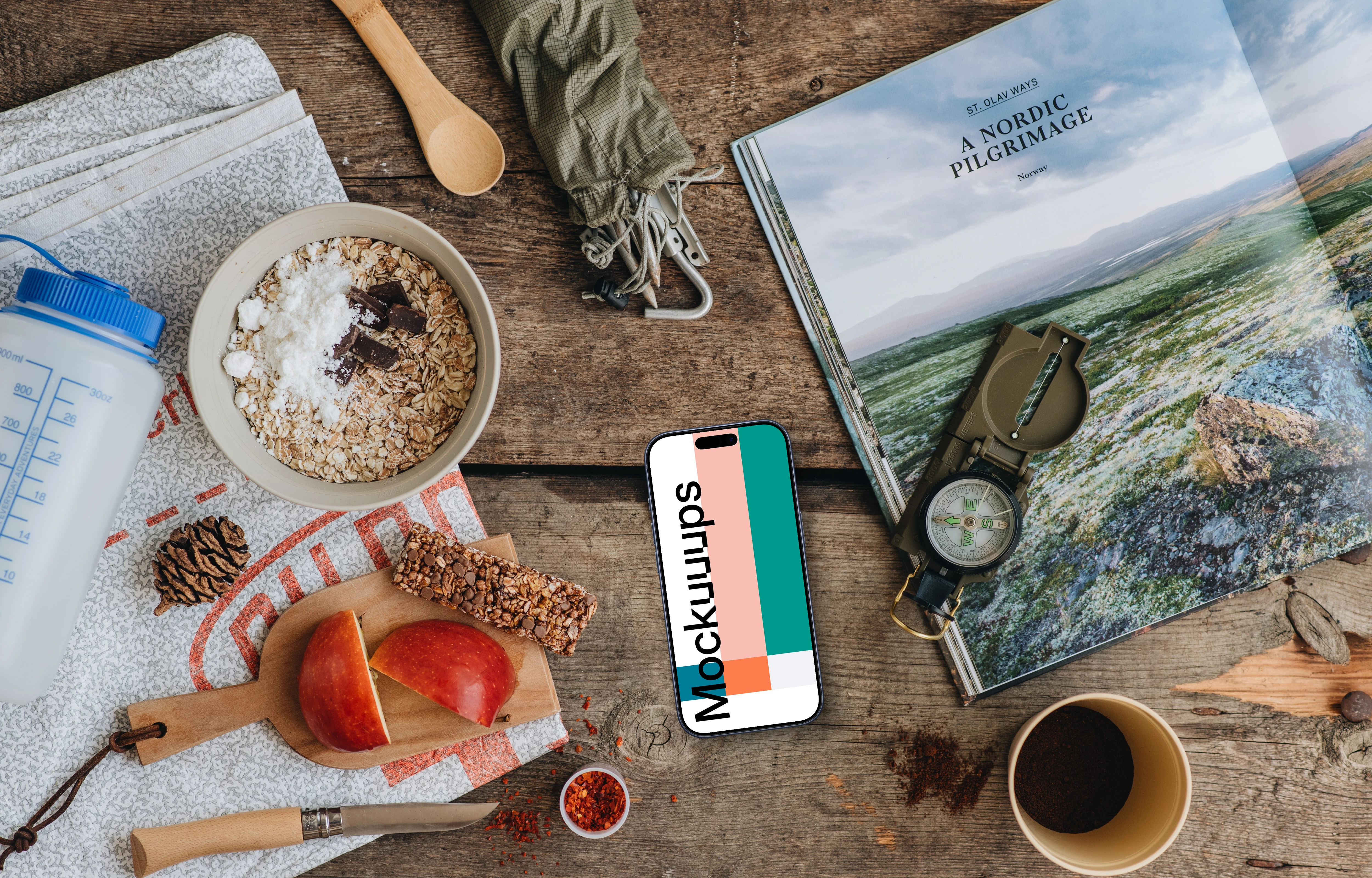 Hiking preparation smartphone mockup