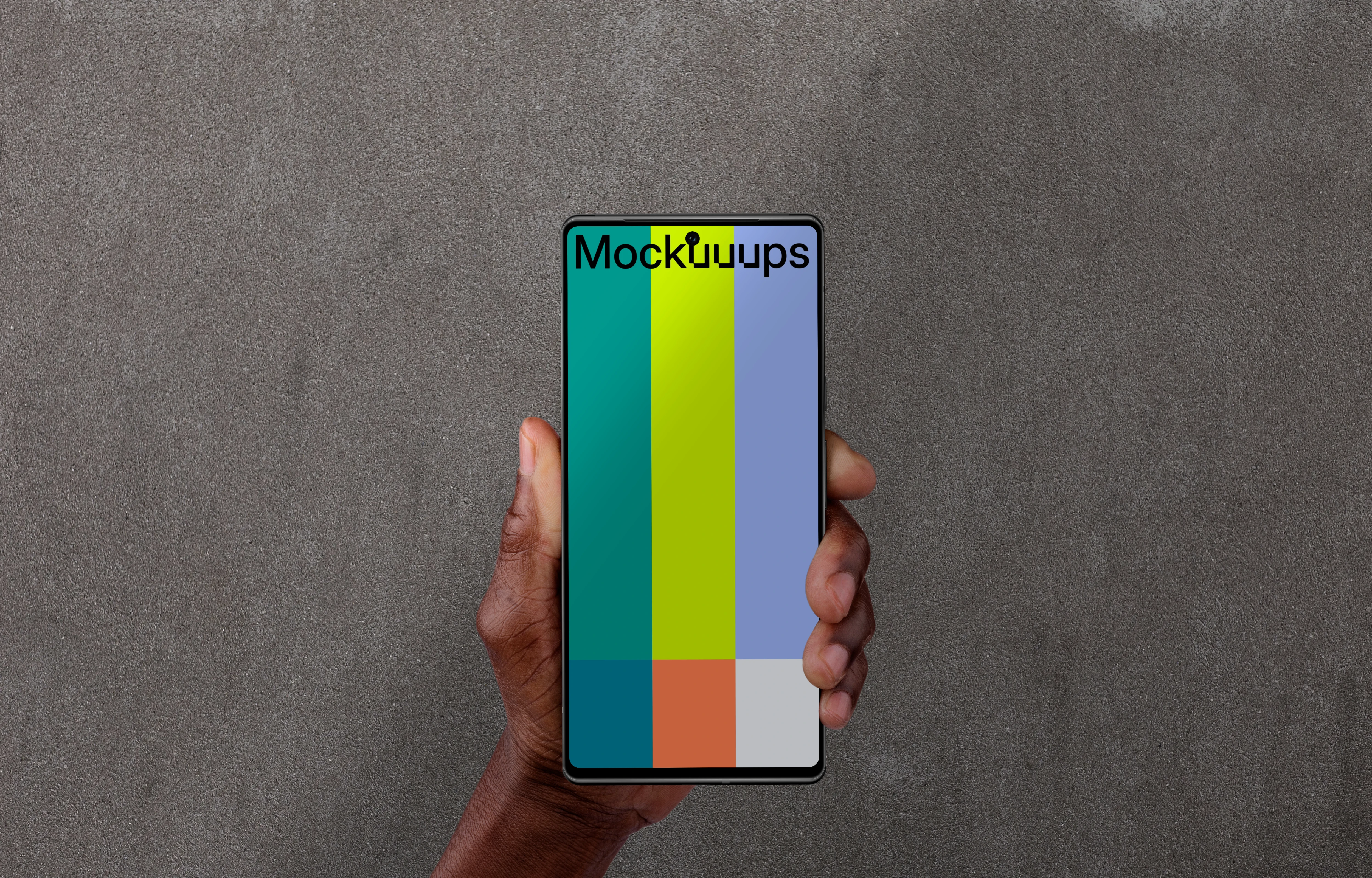 Holding smartphone mockup against the wall background
