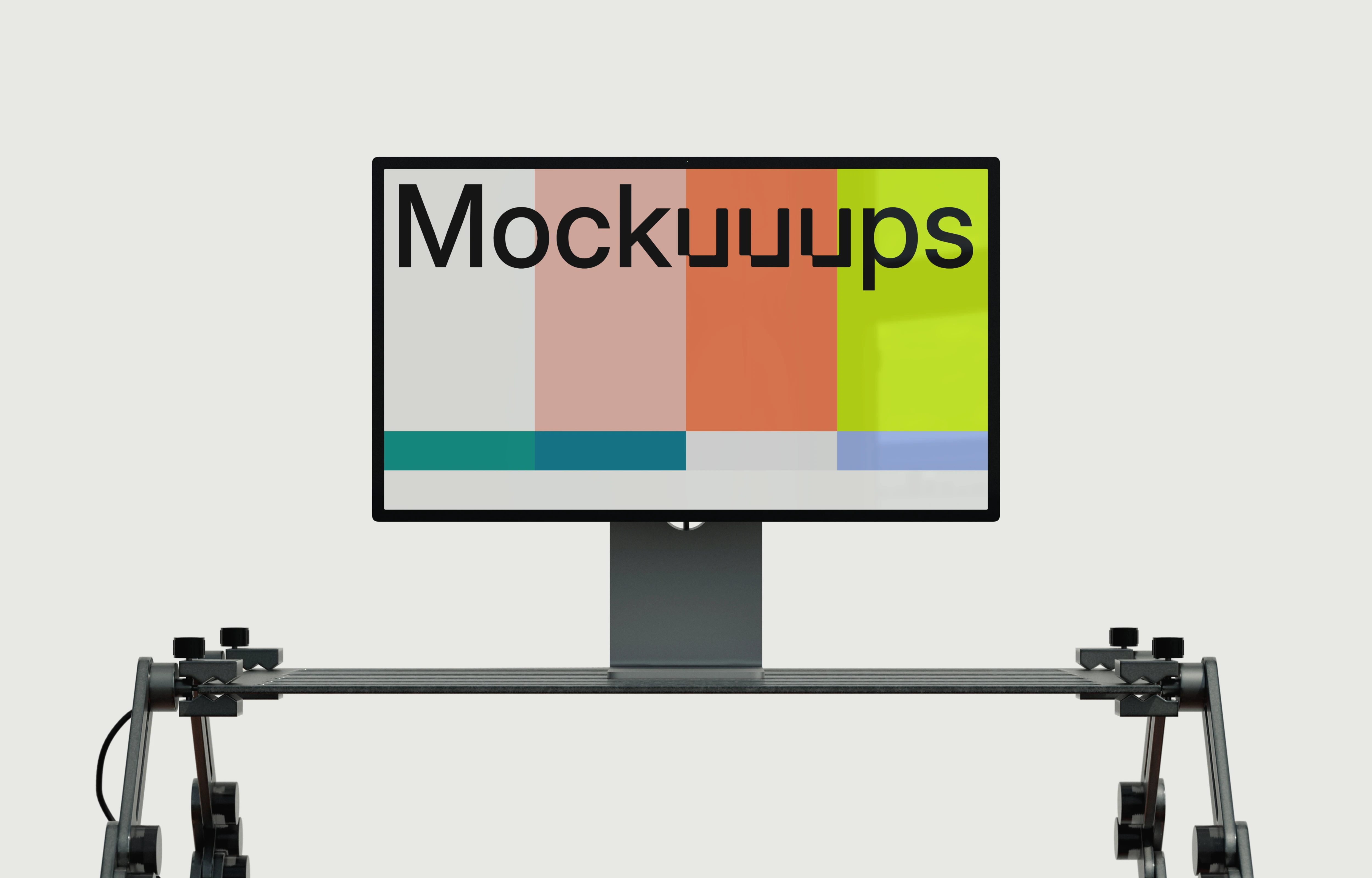 Apple Studio Display mockup on an industrial stand