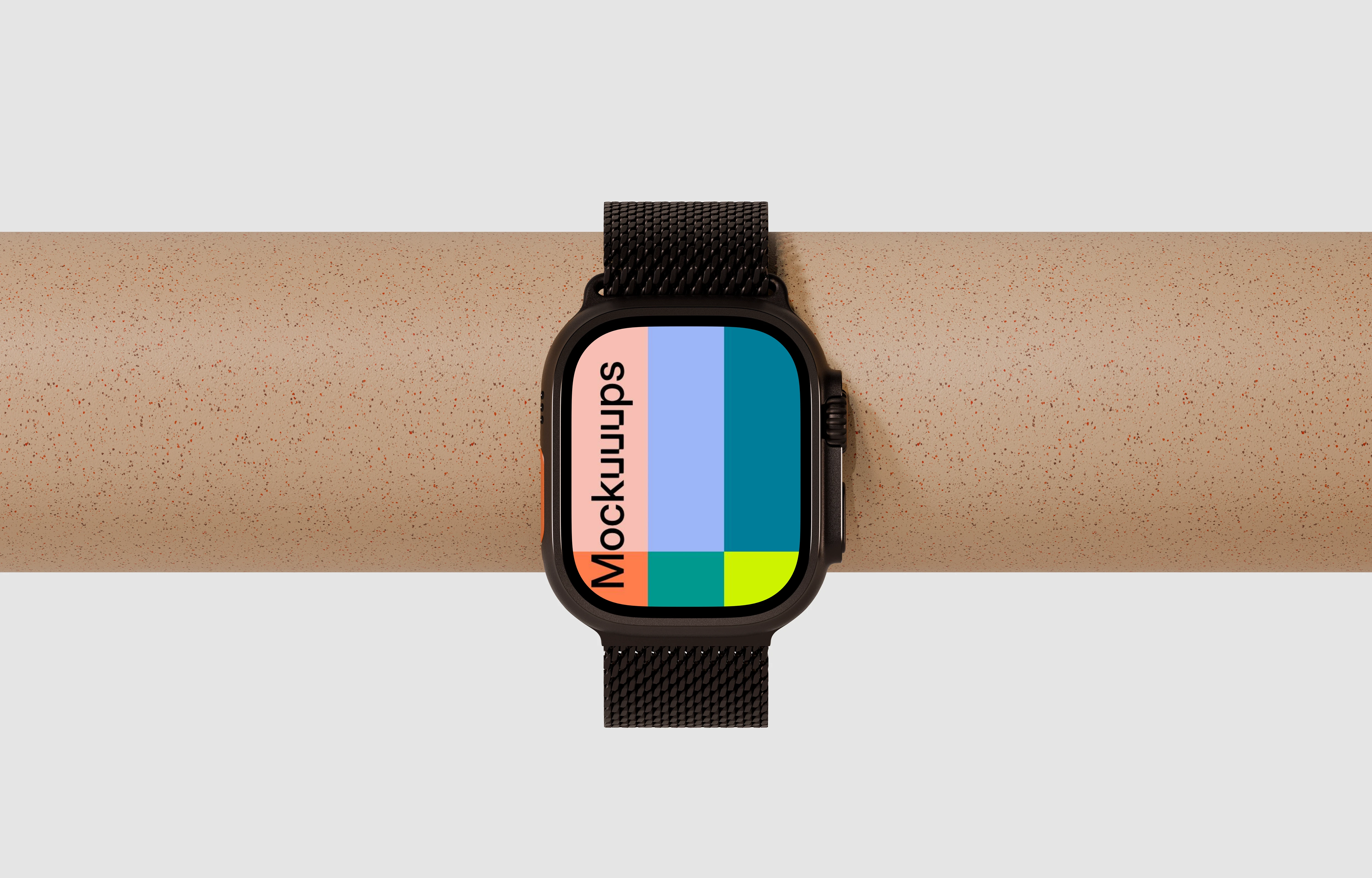 Apple Watch Ultra mockup on a textured surface